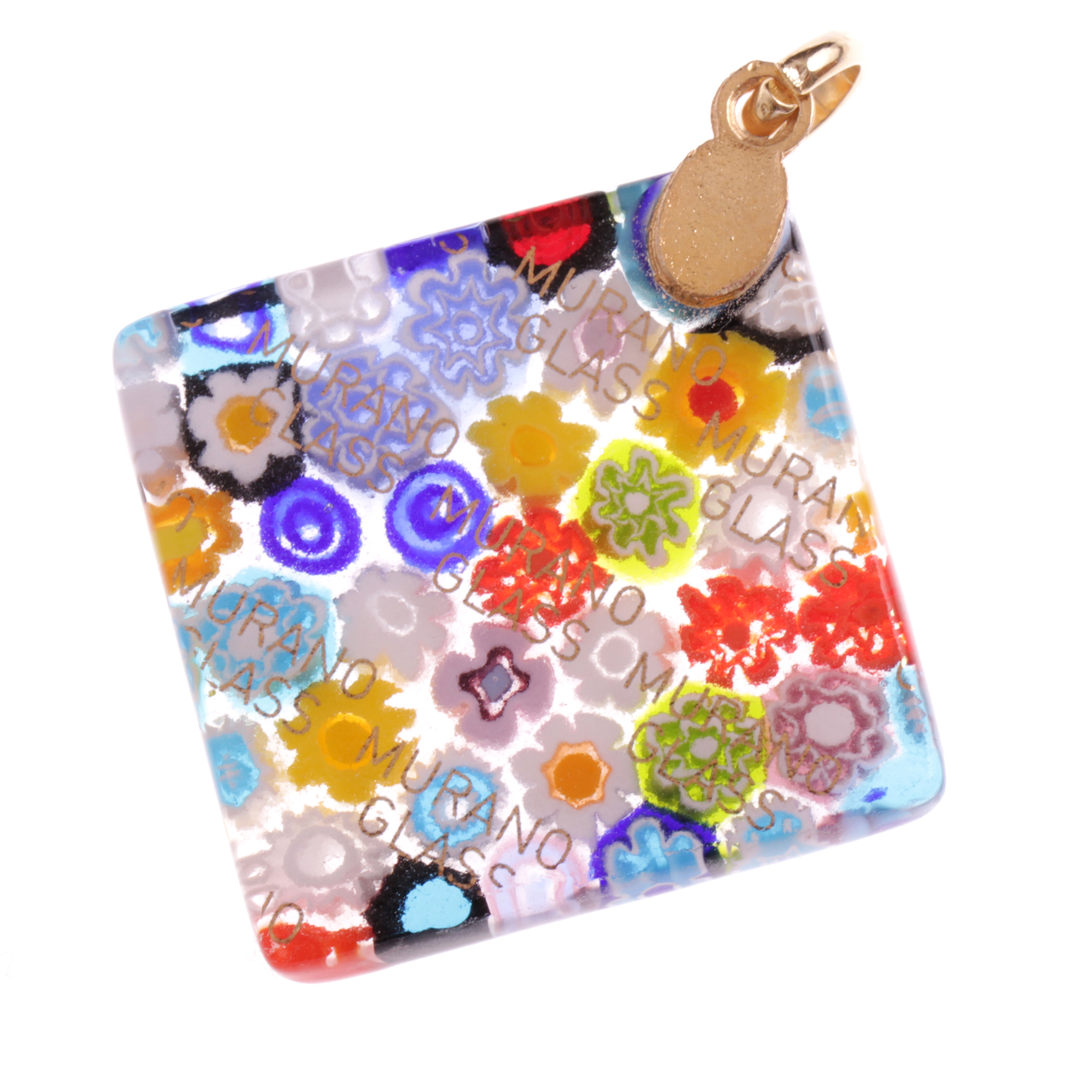 Murano Glas Anhänger "Brid II" -mille fiori gold