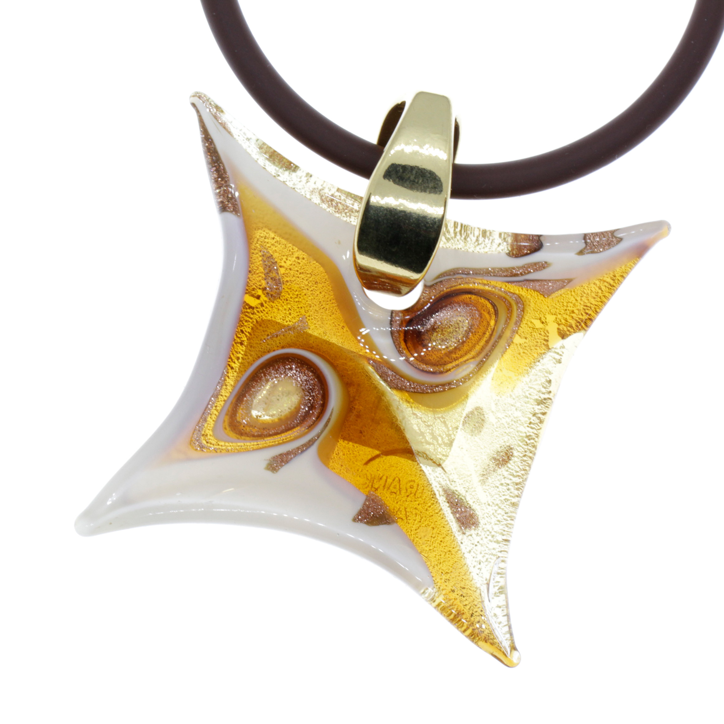 Exquisiter Murano Glas Anhänger "Losanga" -amber-gold