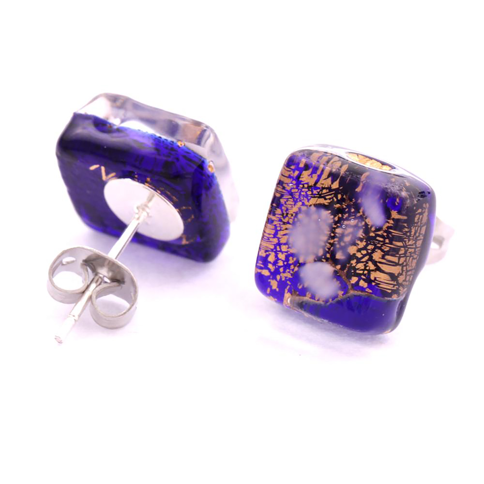 Ohrstecker Murano Glas "Jolanda" Ohrschmuck-blau-gold