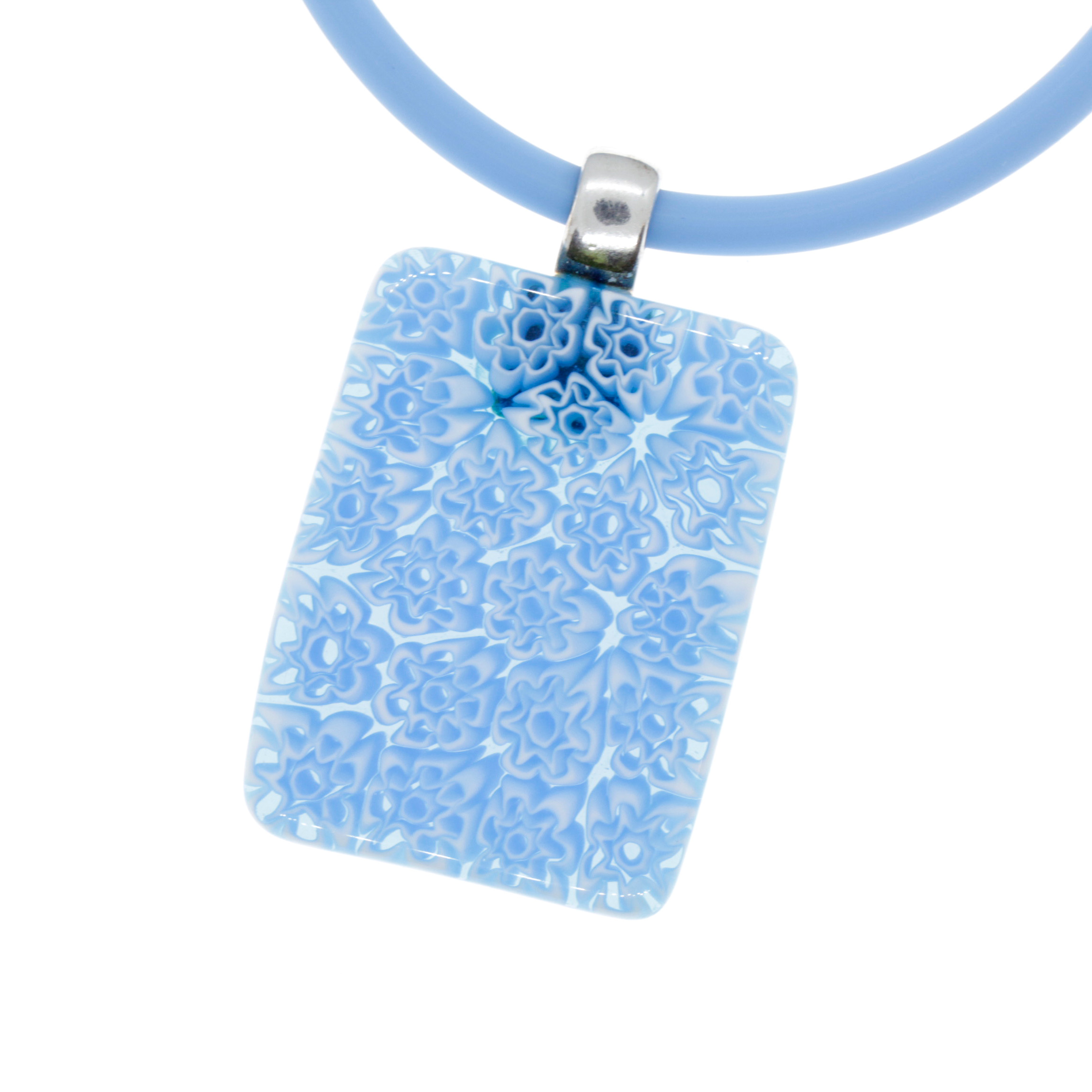 Rechteck Anhänger "Ameno" Murano Glas Mille Fiori-türkis