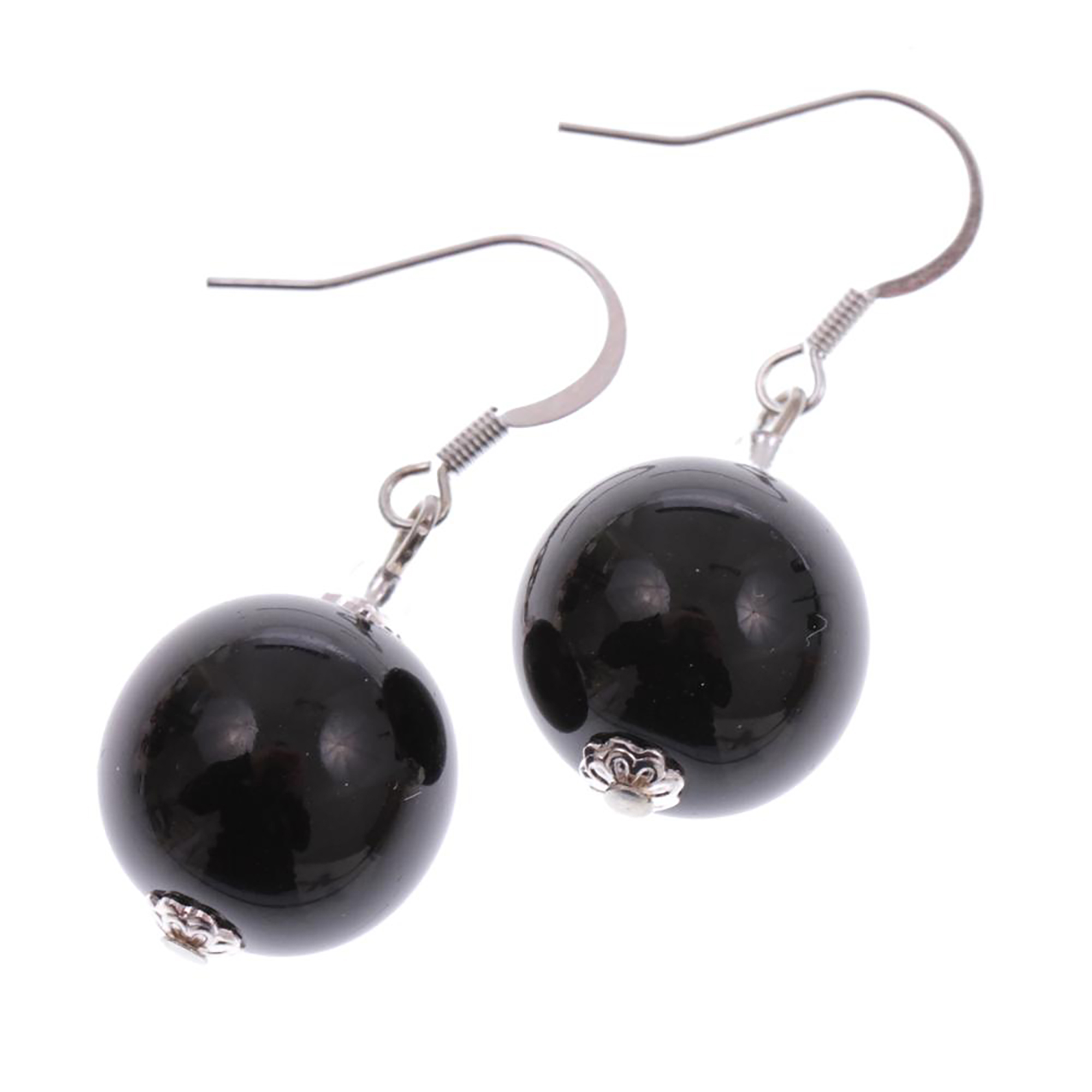 Murano Glas Ohrhänger "Verona" Ohrschmuck-schwarz-silber