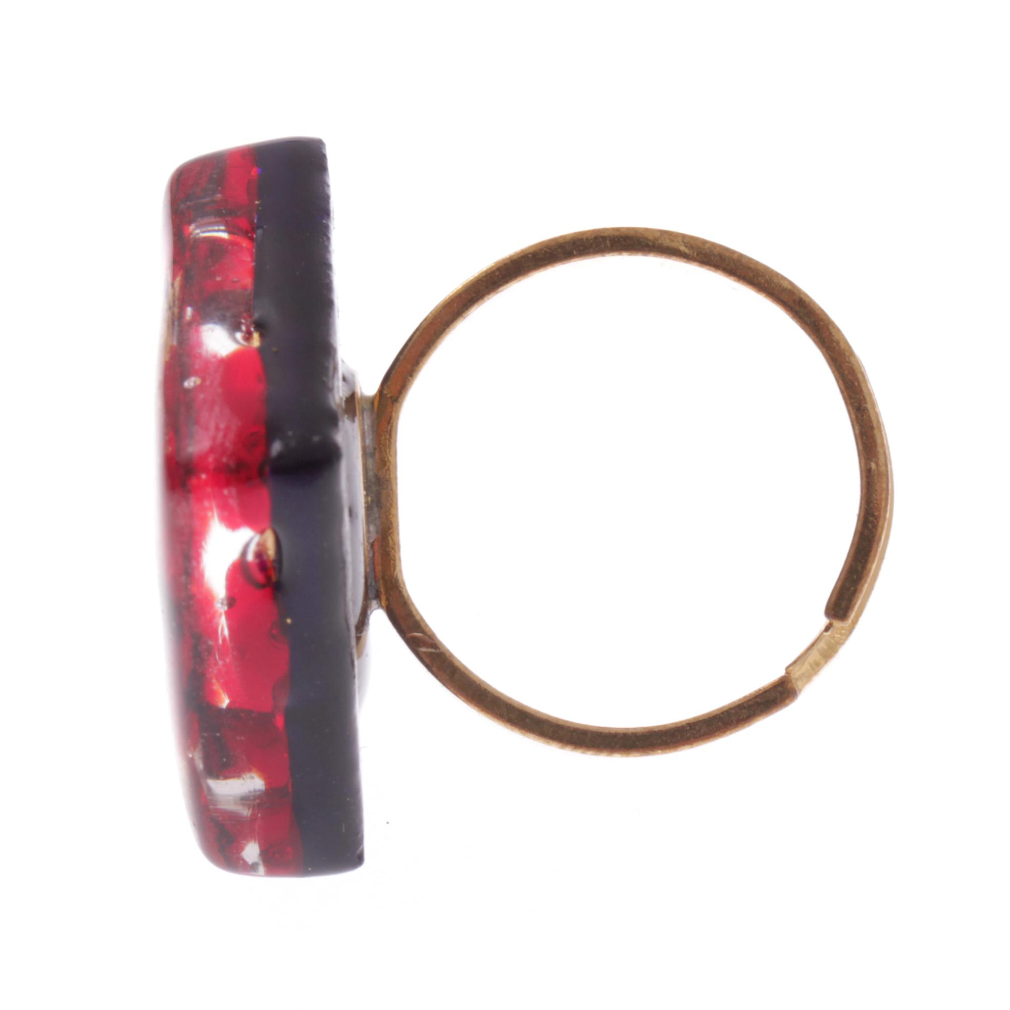 Violetta Muranoglas Ring Rot/Gold; Muranoglas mit echtem Blattgold; hypoallergene, hochwertig vergoldete Ringschiene