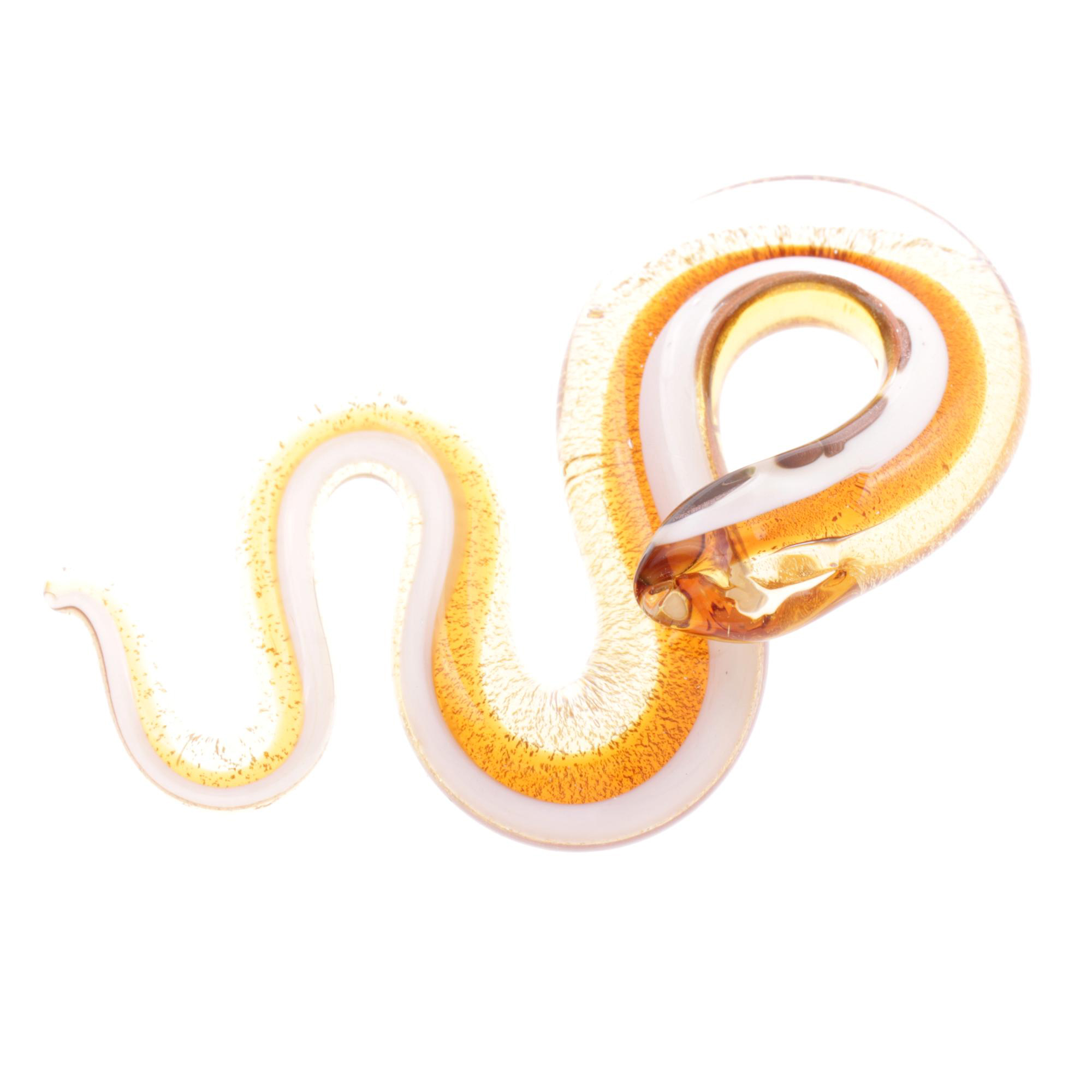 Unsere große edle Murano Glas Schlange "Coda Grande" Anhänger -amber-gold