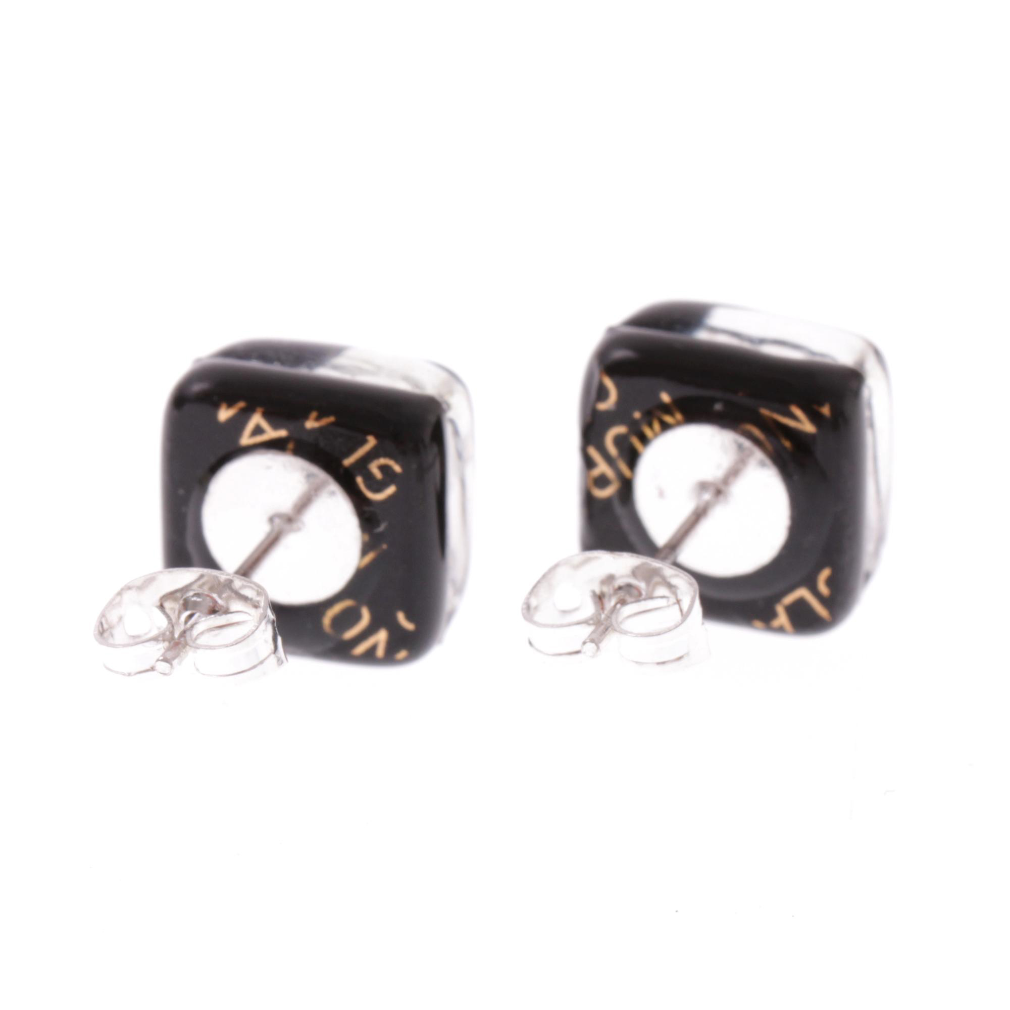 Jolanda Muranoglas Ohrstecker Schwarz/Silber III; Muranoglas mit echtem Blattsilber; hypoallergene, hochwertig versilberte äußere Metallteile