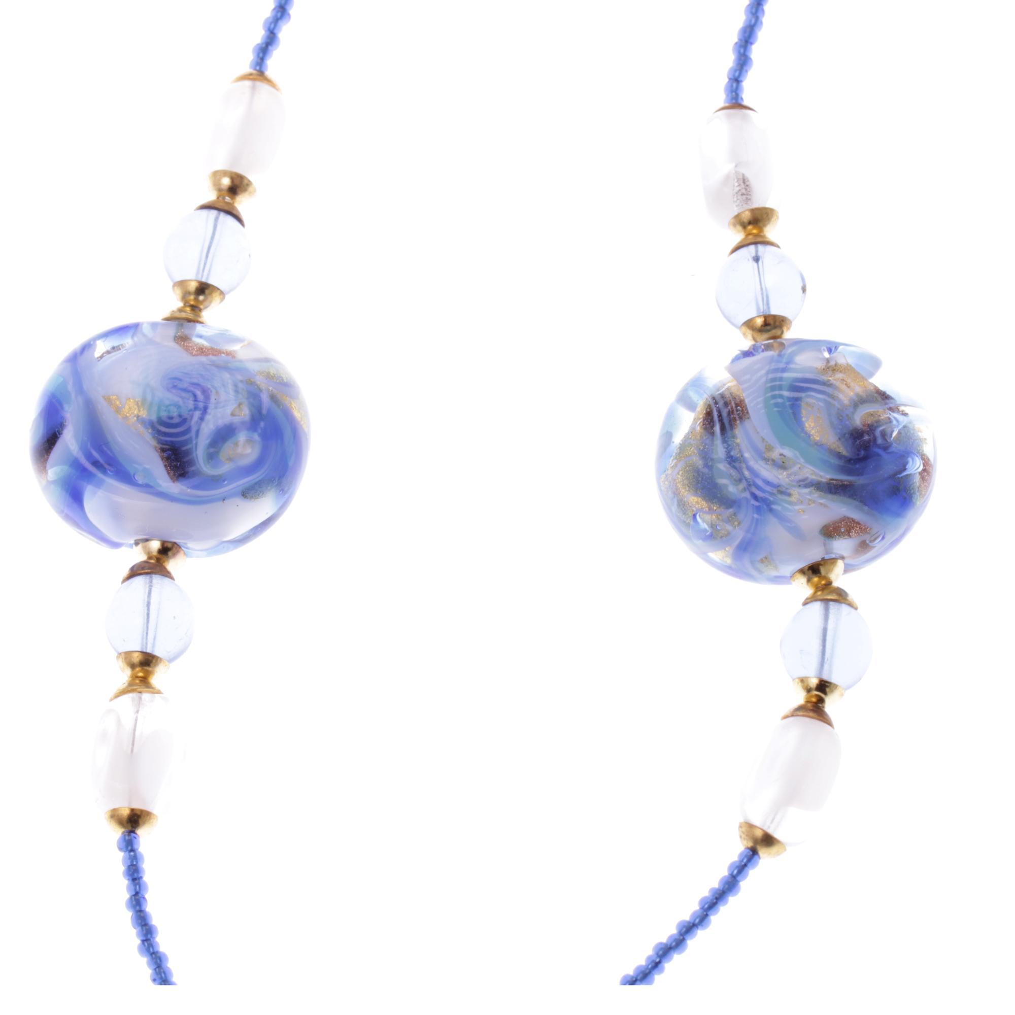 Y-Collier Murano Glas "Soave" Halskette -blau-gold