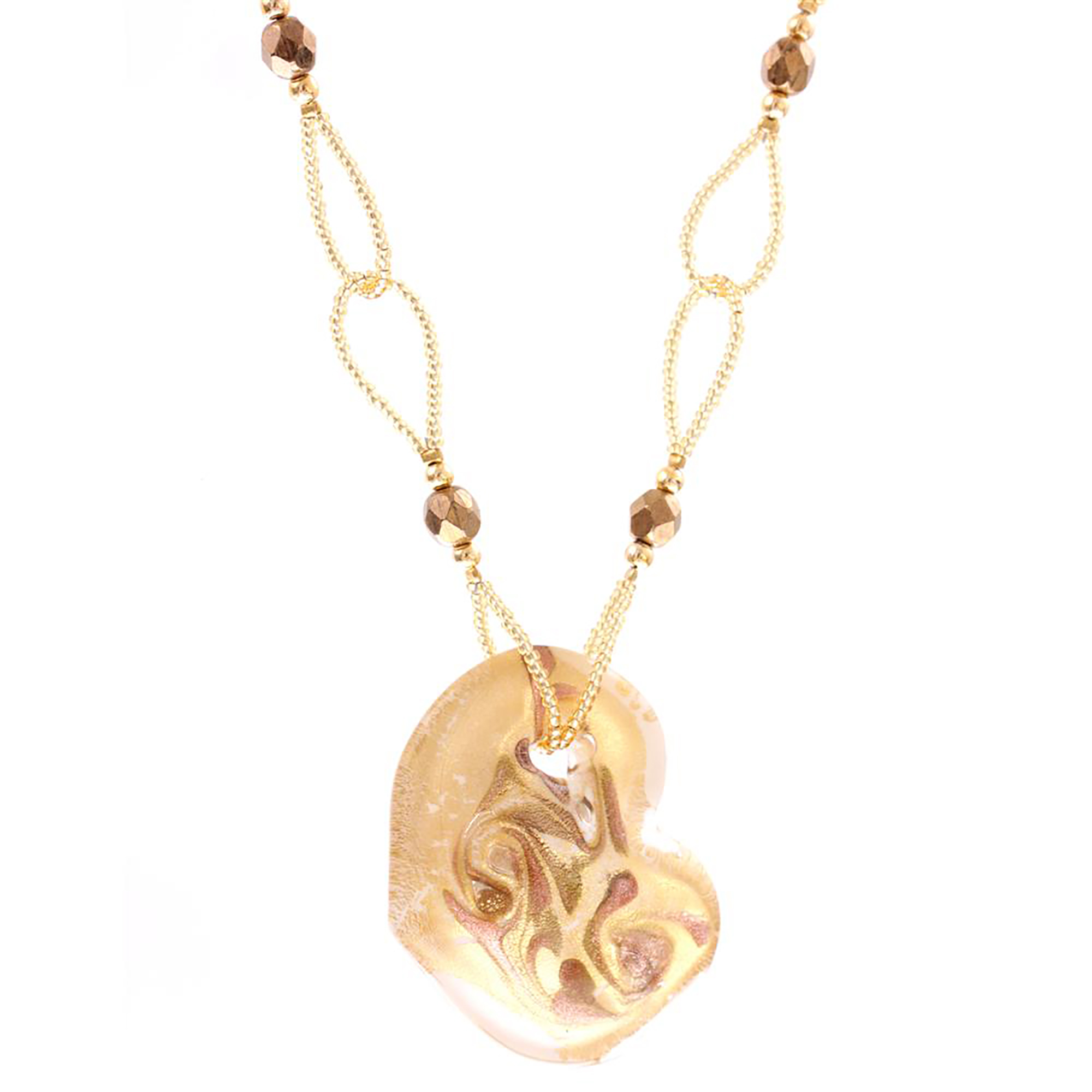 Edles Murano Glas Herz "Capri" Halskette-creme
