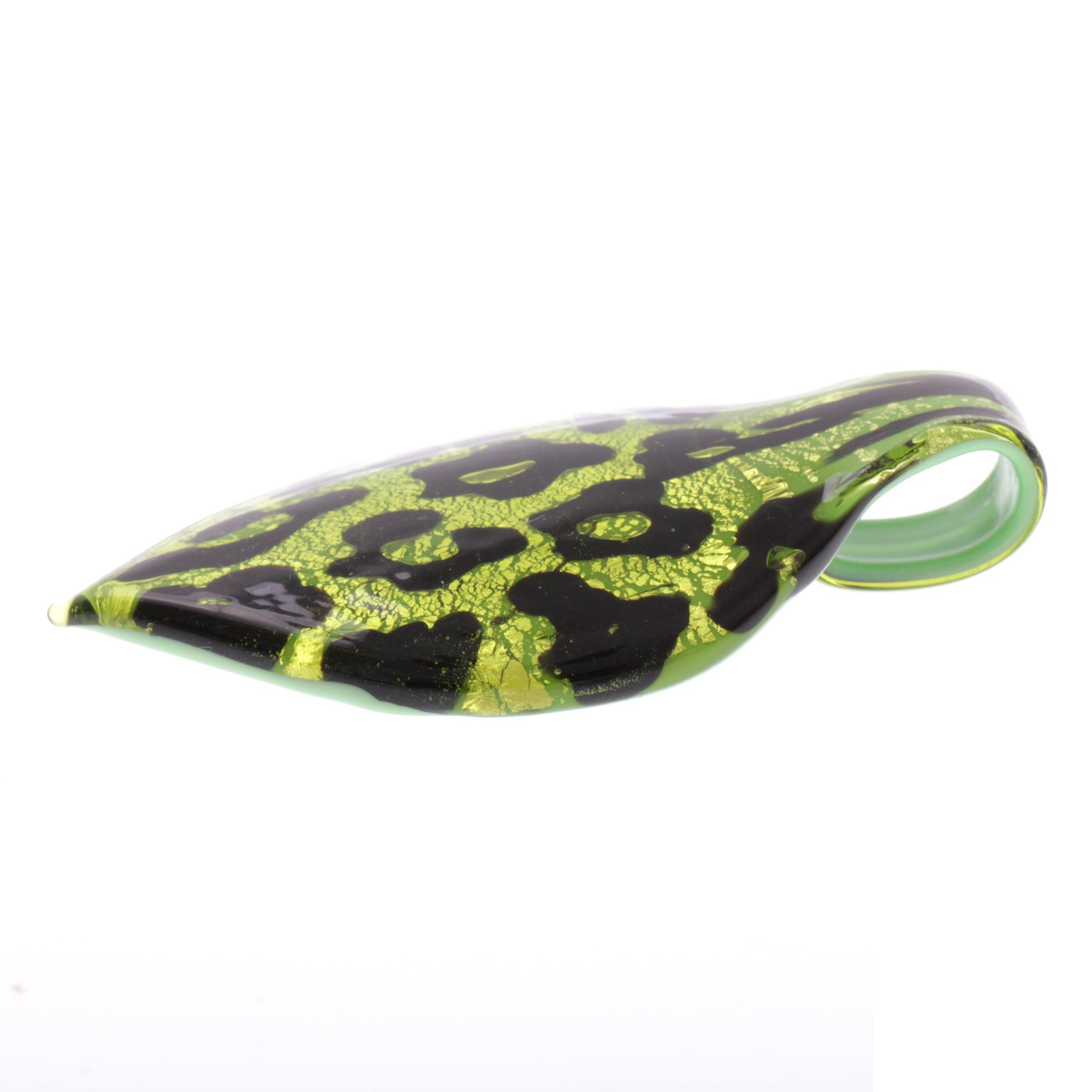 Feines kleines Murano Glas Blatt "Pala" Anhänger-grün