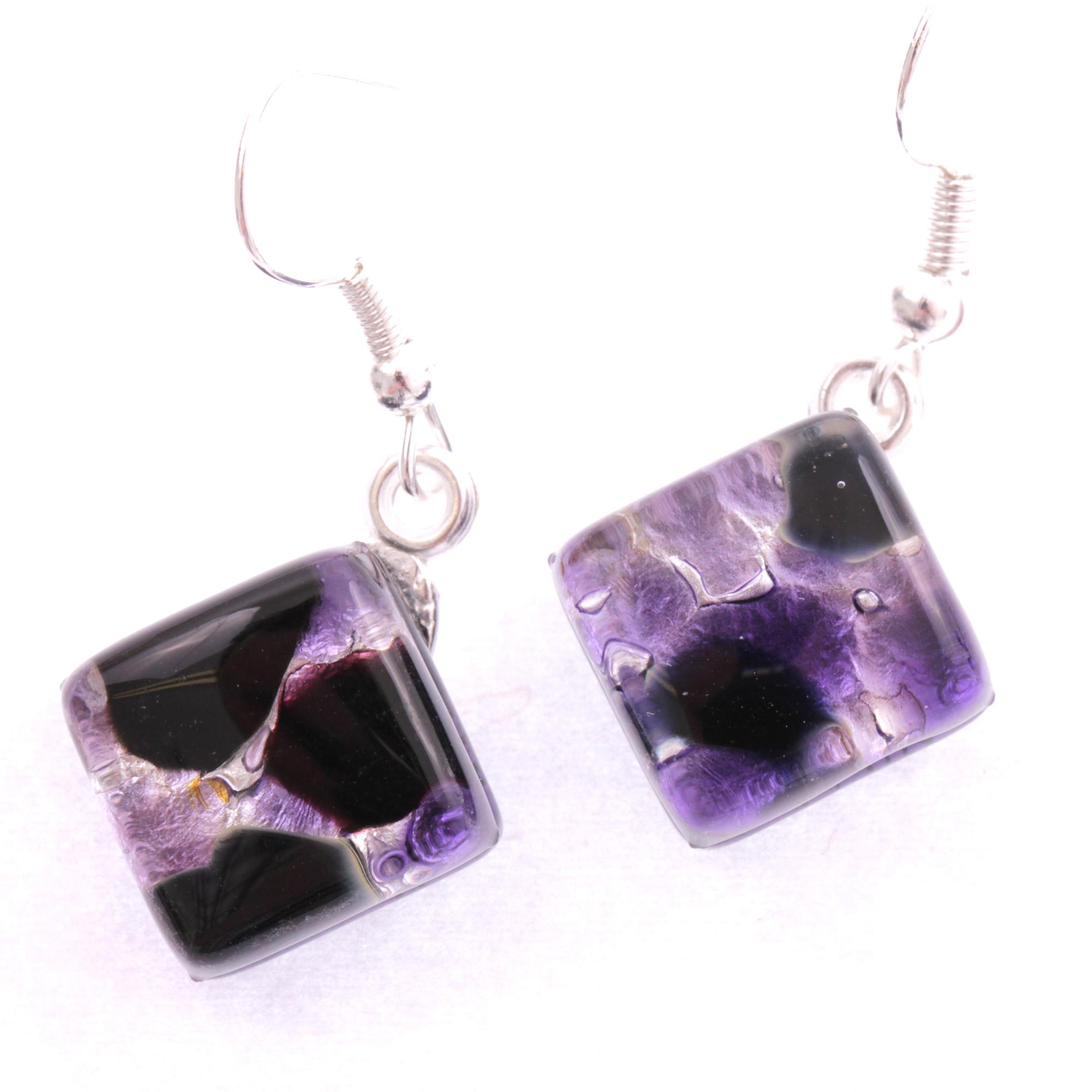 Ohrhaken Murano Glas "Ashley" Ohrschmuck-lila
