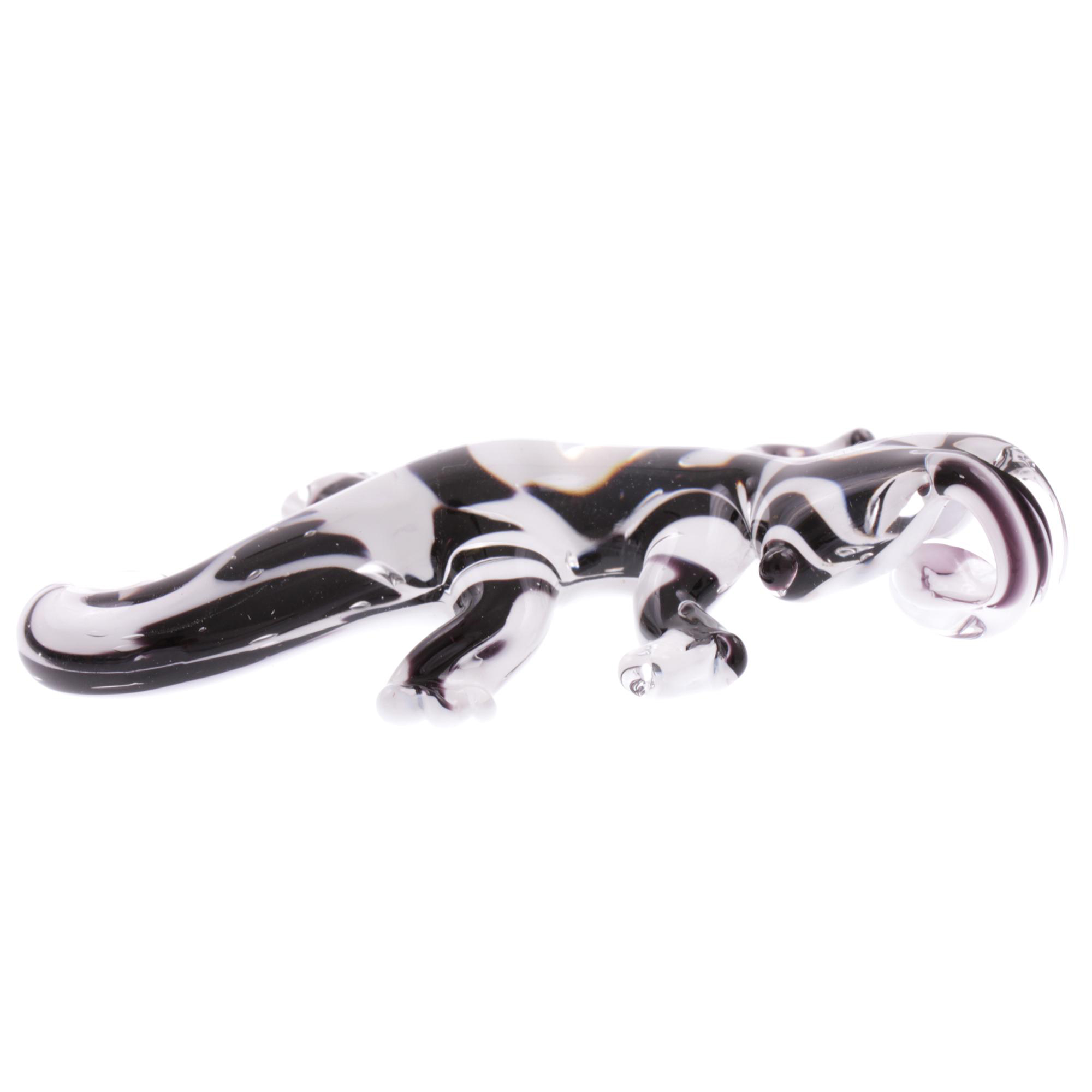 Ein Kunstwerk aus Murano Glas Model  "Geco" Anhänger -schwarz-weiss