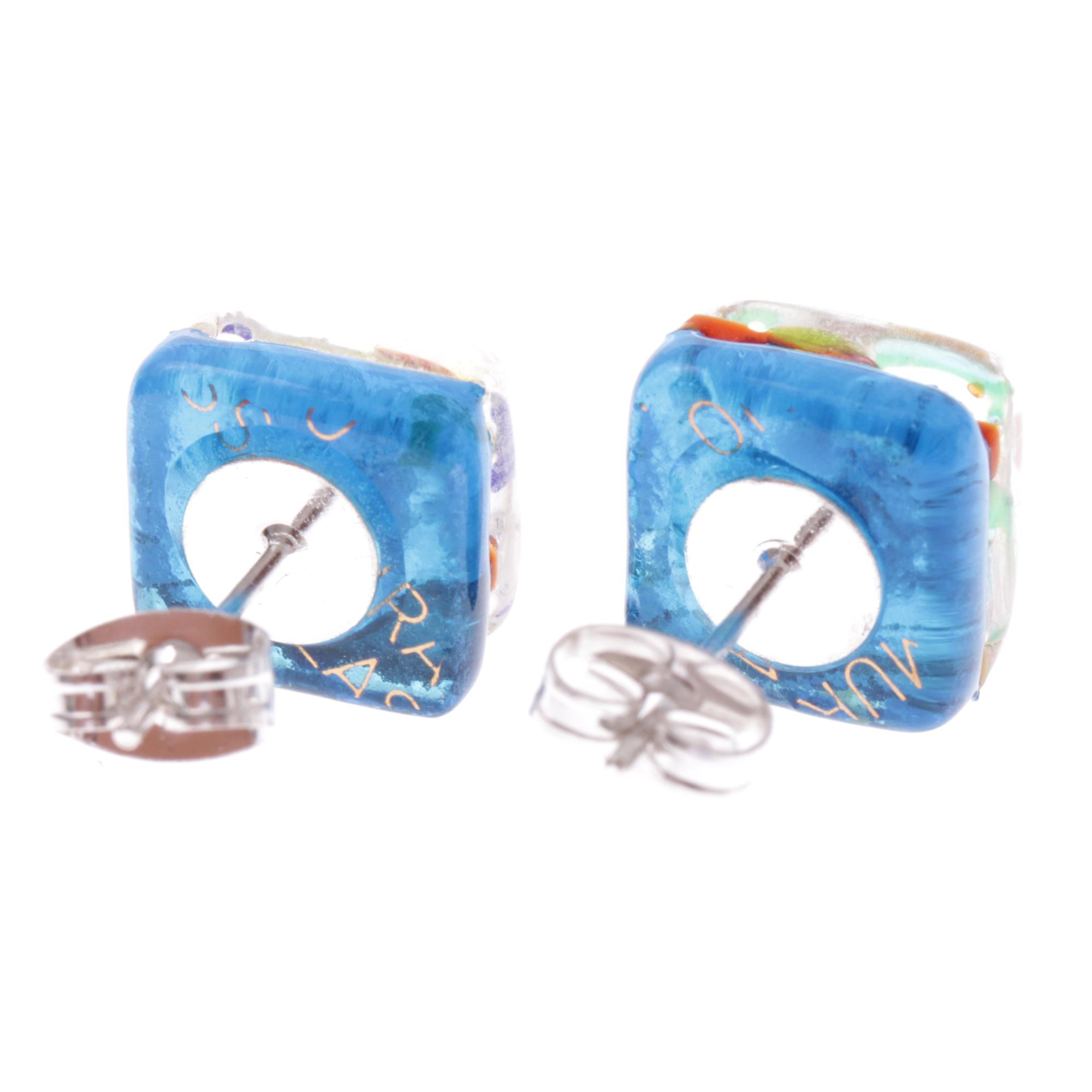 Jolanda Muranoglas Ohrstecker Bunt/Silber II; Muranoglas mit echtem Blattsilber; hypoallergene, hochwertig versilberte äußere Metallteile