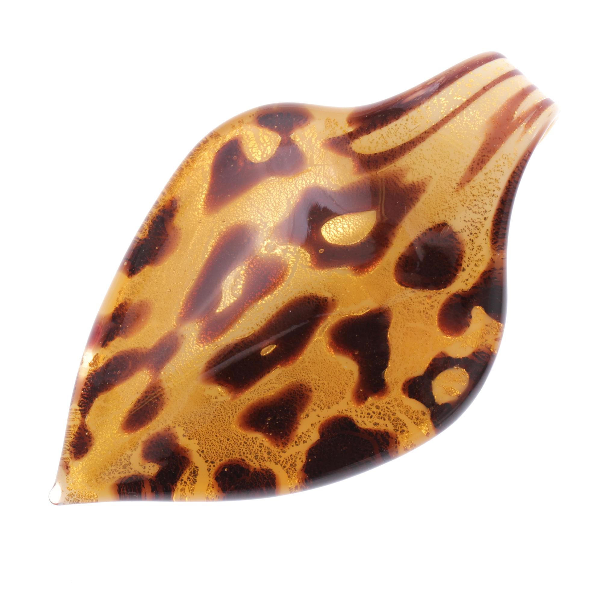 Ein großes Murano Glas Blatt "Pala Grande" Anhänger-amber