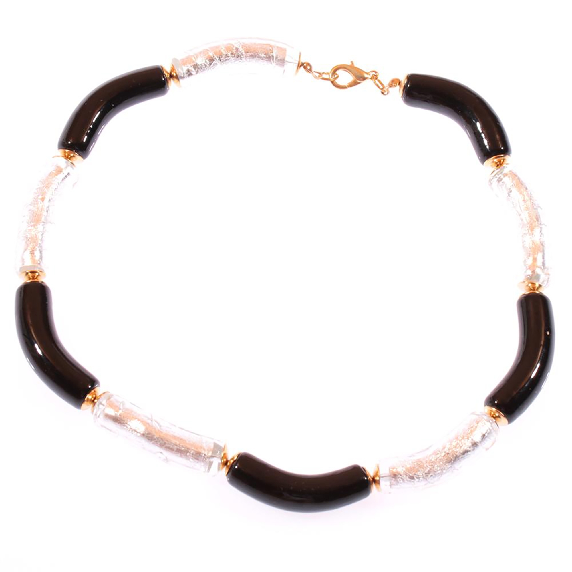 Collier Murano Glas "Lea" schwarz-silber-gold