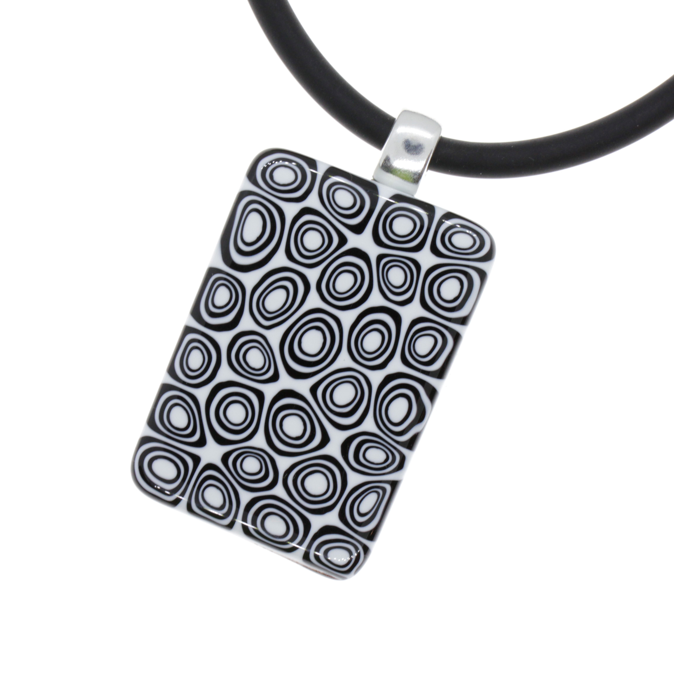 Rechteck Anhänger "Ameno" Murano Glas Mille Fiori-weiss
