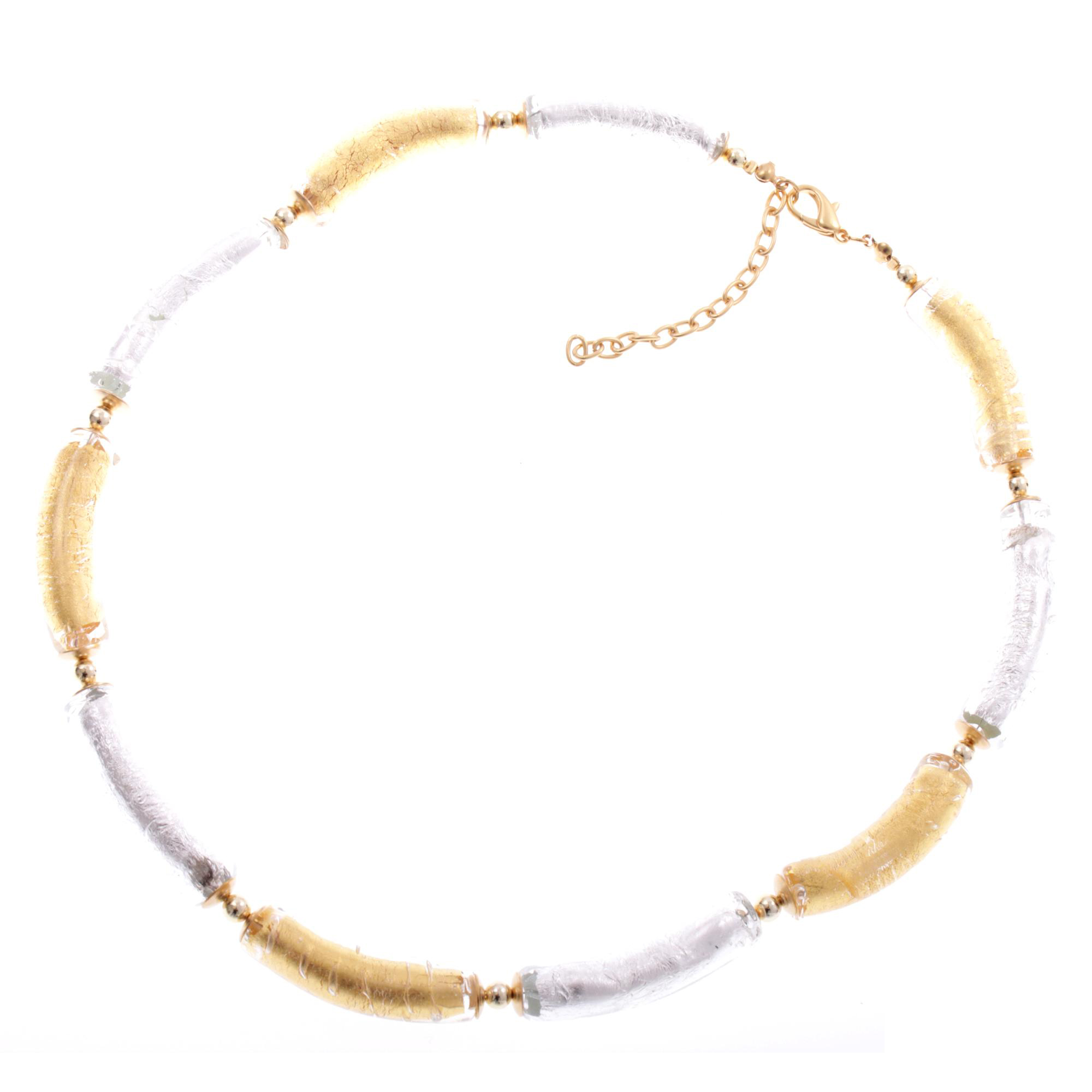 Lea Muranoglas-Collier Gold/Silber, 45 + 5 cm – echtes Muranoglas, Produktansicht