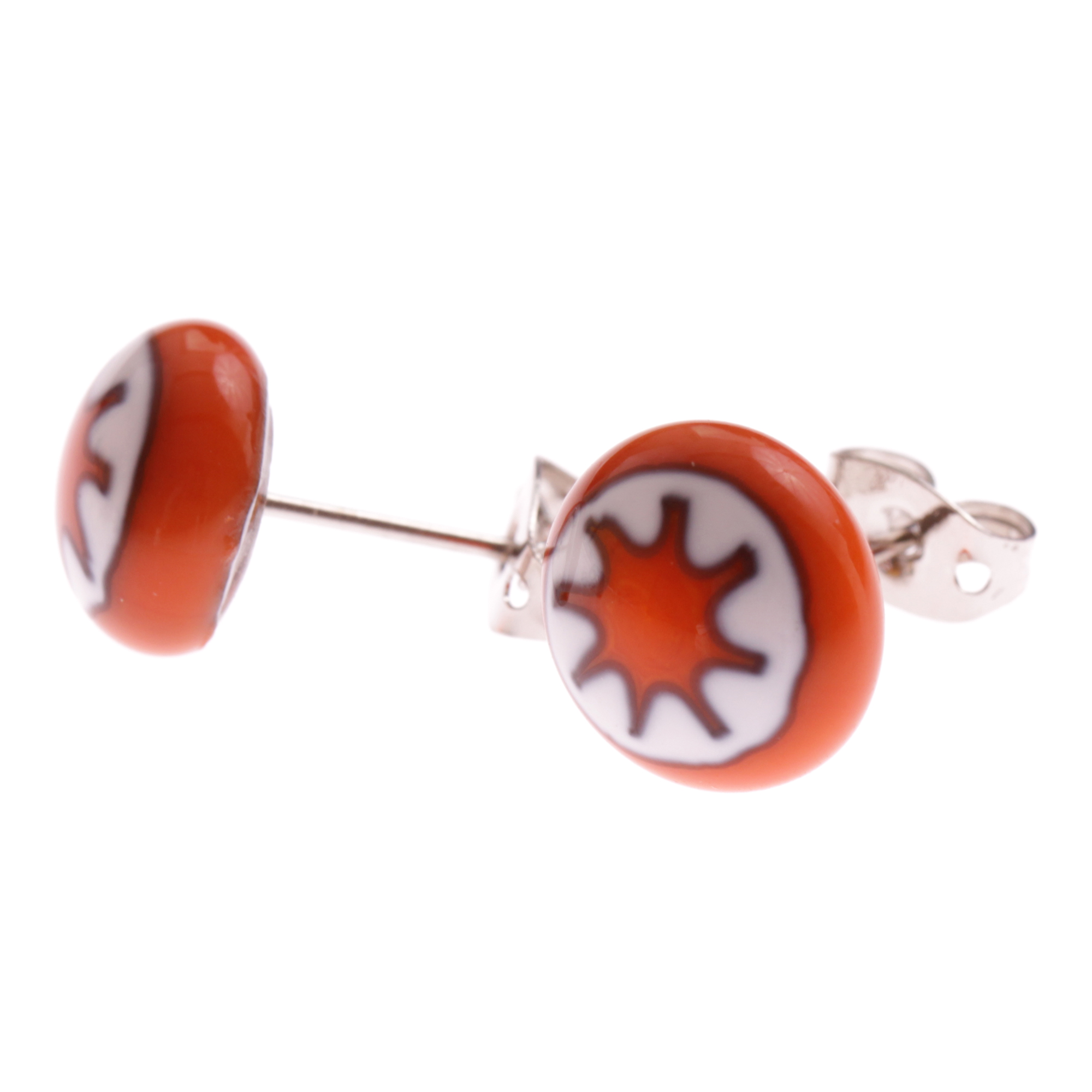 Muranoglas Mille Fiori Ohrstecker Model "Fleur" -orange
