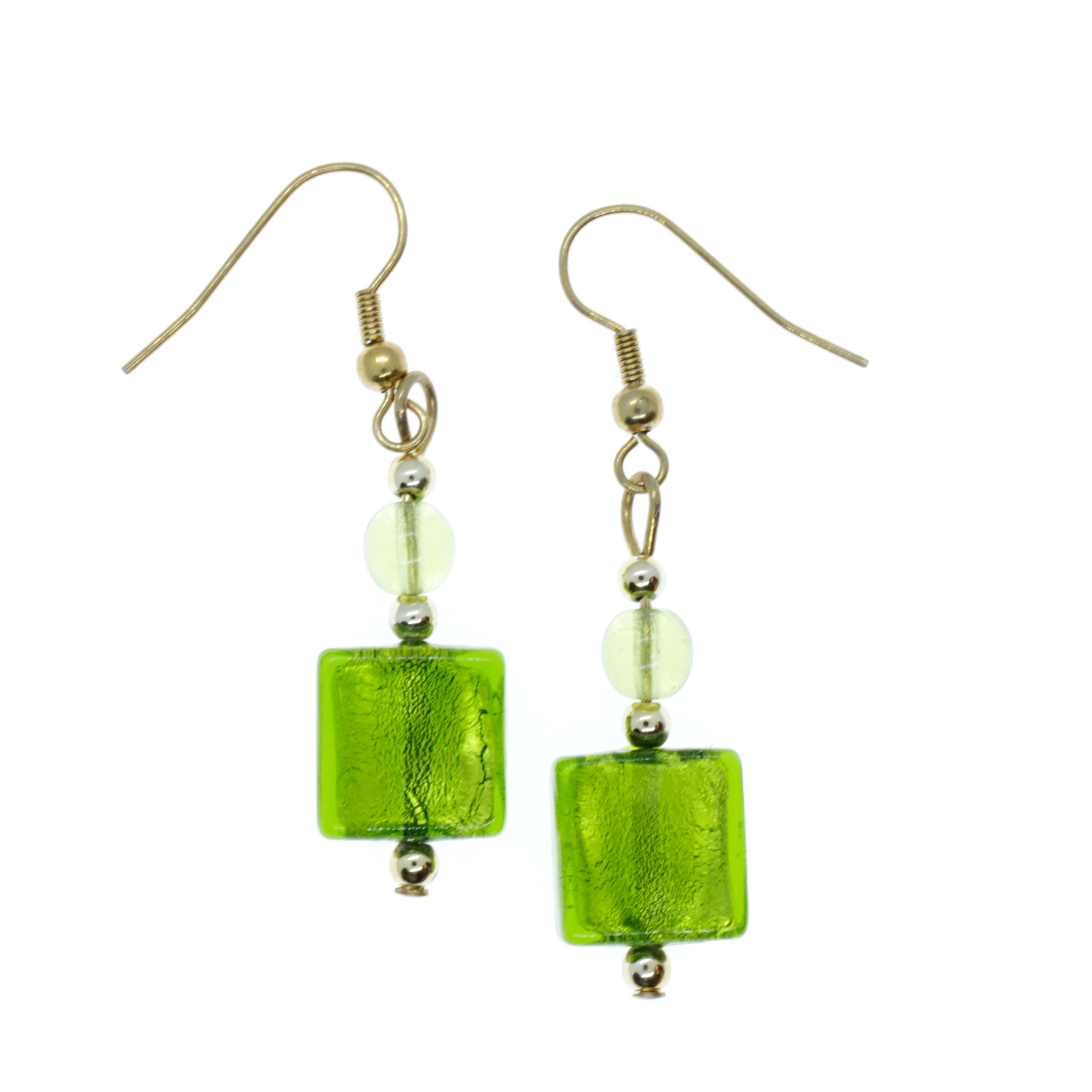 Ohrhaken "Sena" Ohrring Ohrschmuck Murano Glas- dunkelgrün
