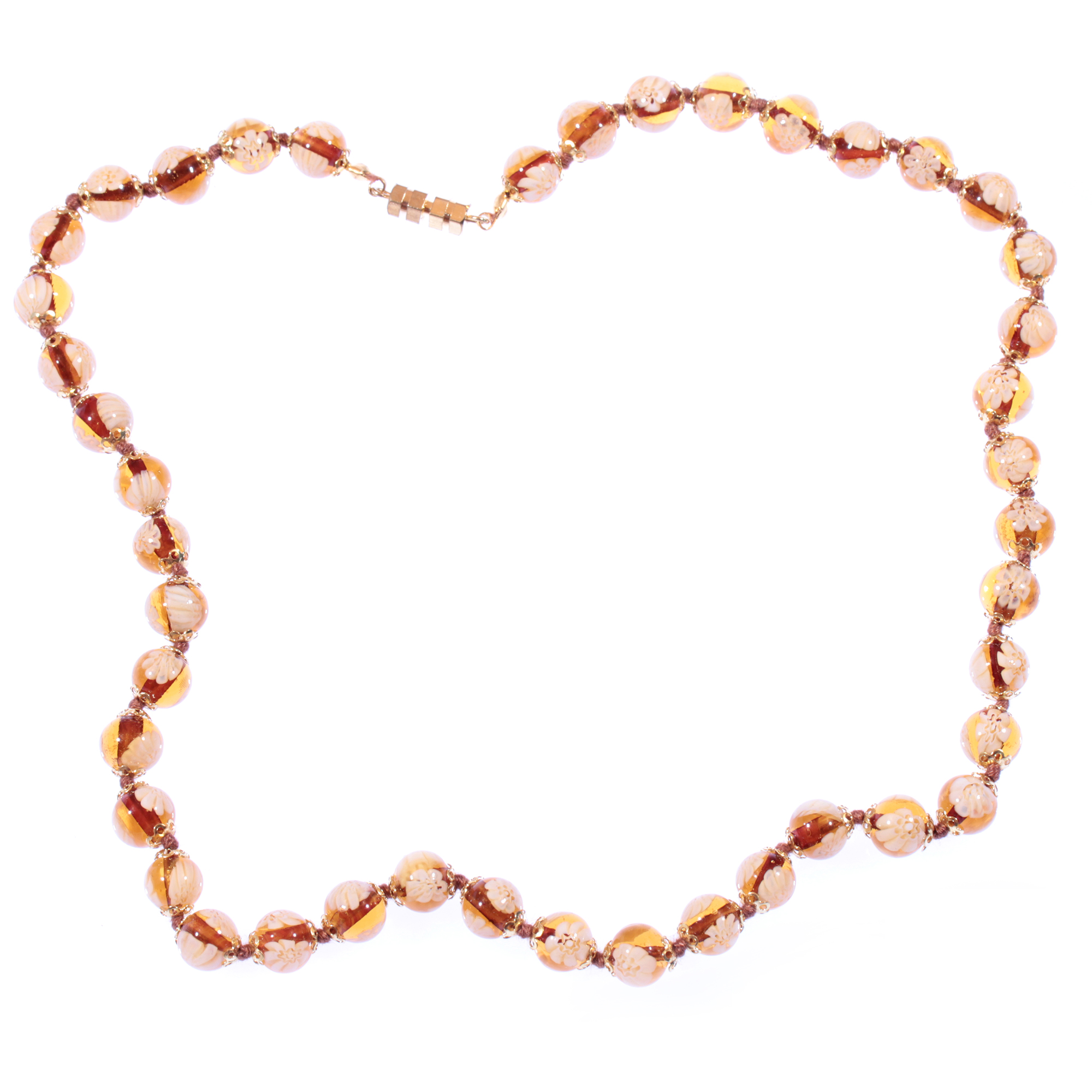 Collier Murano Glas Mille Fiori" amber