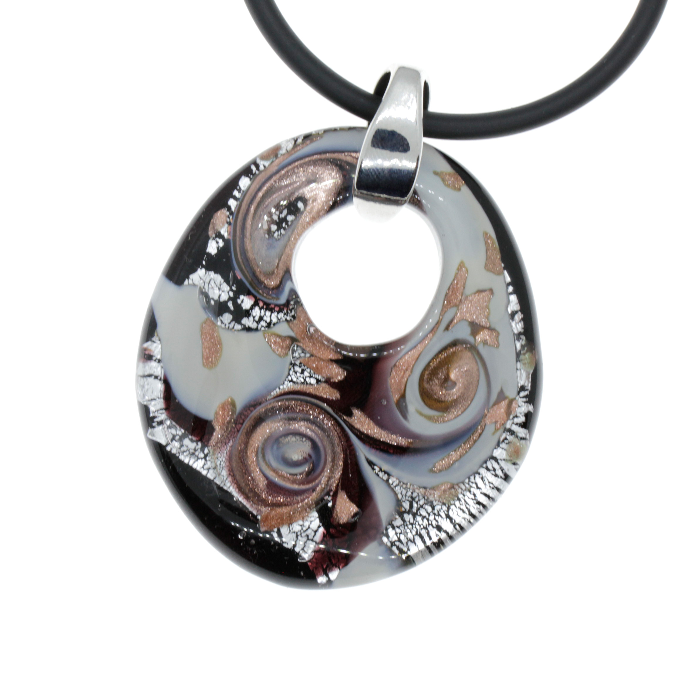  Grande Galina - Muranoglas Anhänger - lila silber