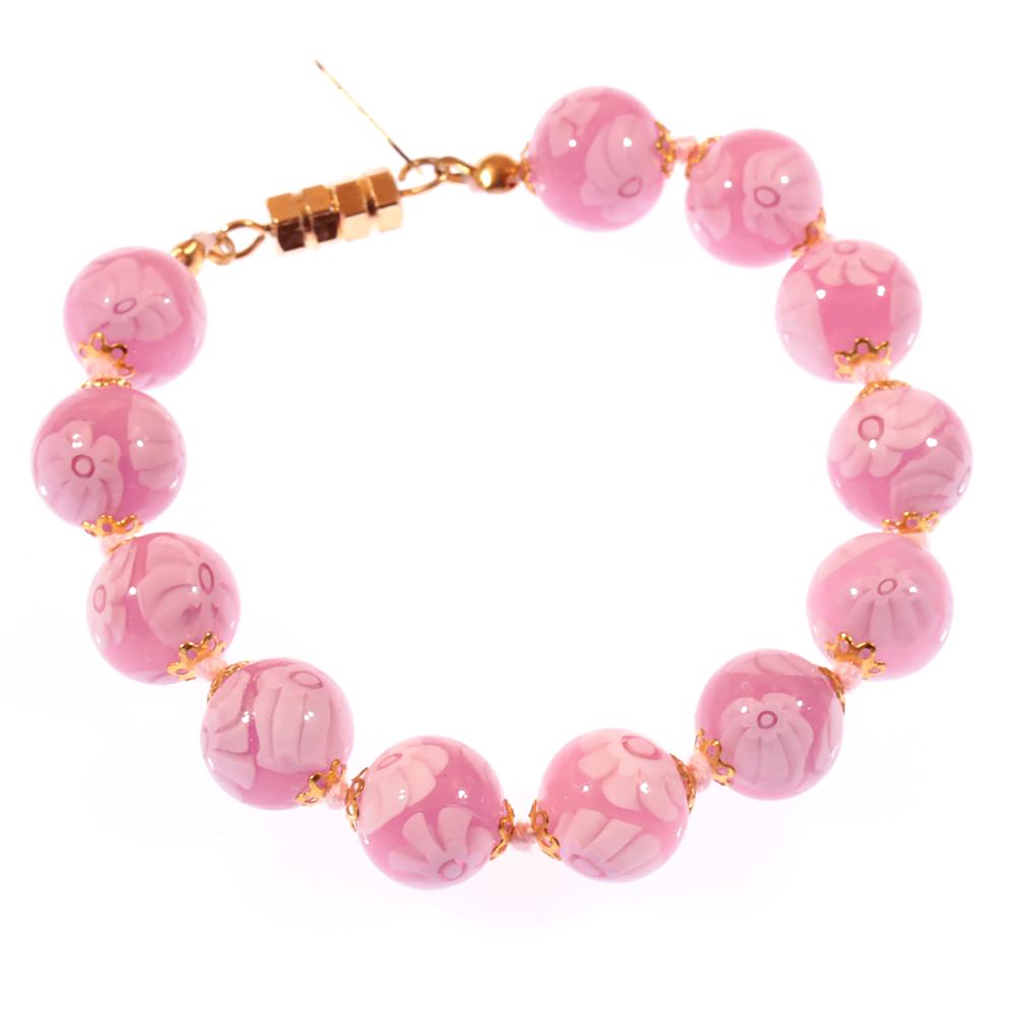 Murano Glas Armband "Mille Fiori Dodici" rosa gold