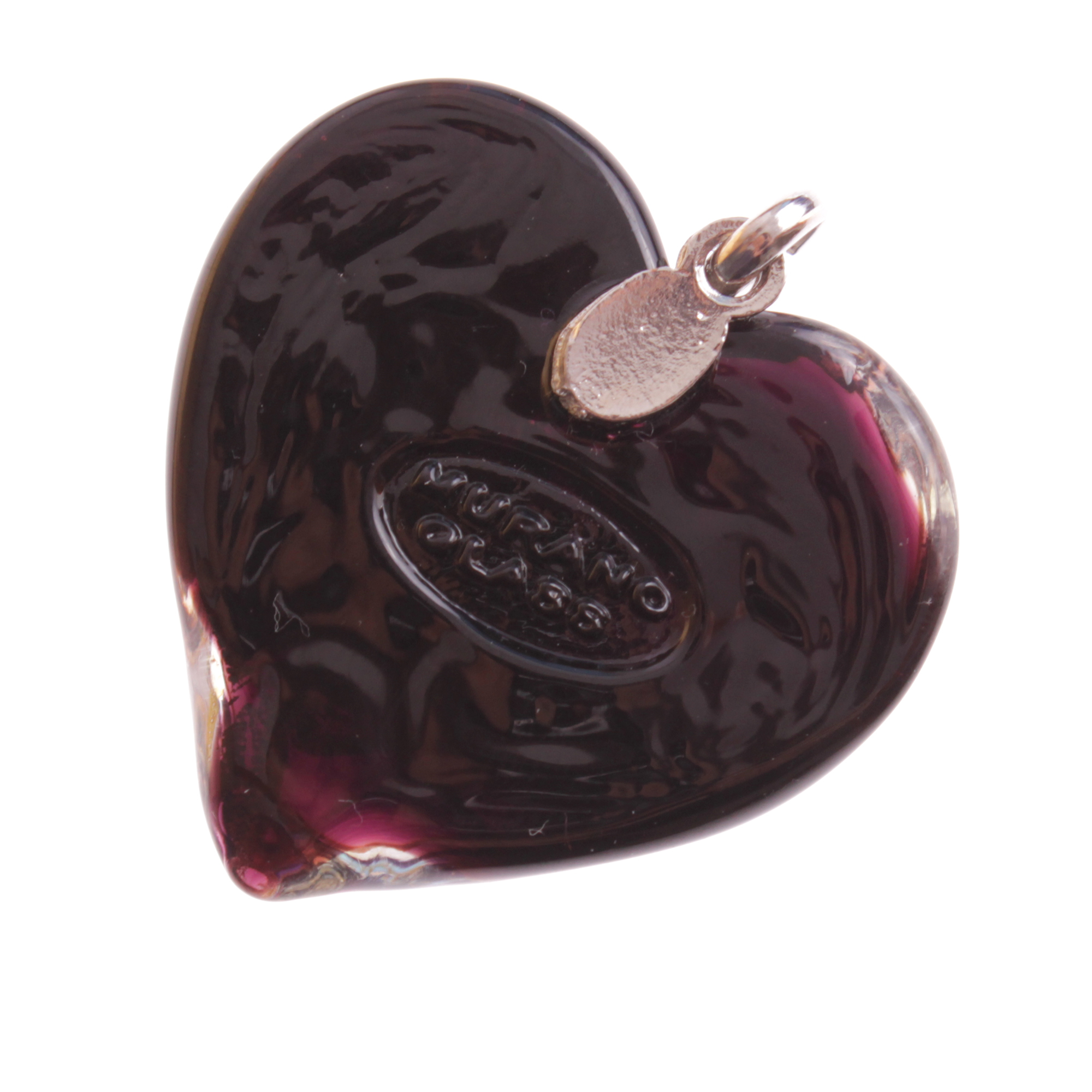 Girello medium Muranoglas Anhänger Schwarz/Silber; Muranoglas mit echtem Blattsilber und Kupfer; hypoallergene, hochwertig versilberte Öse