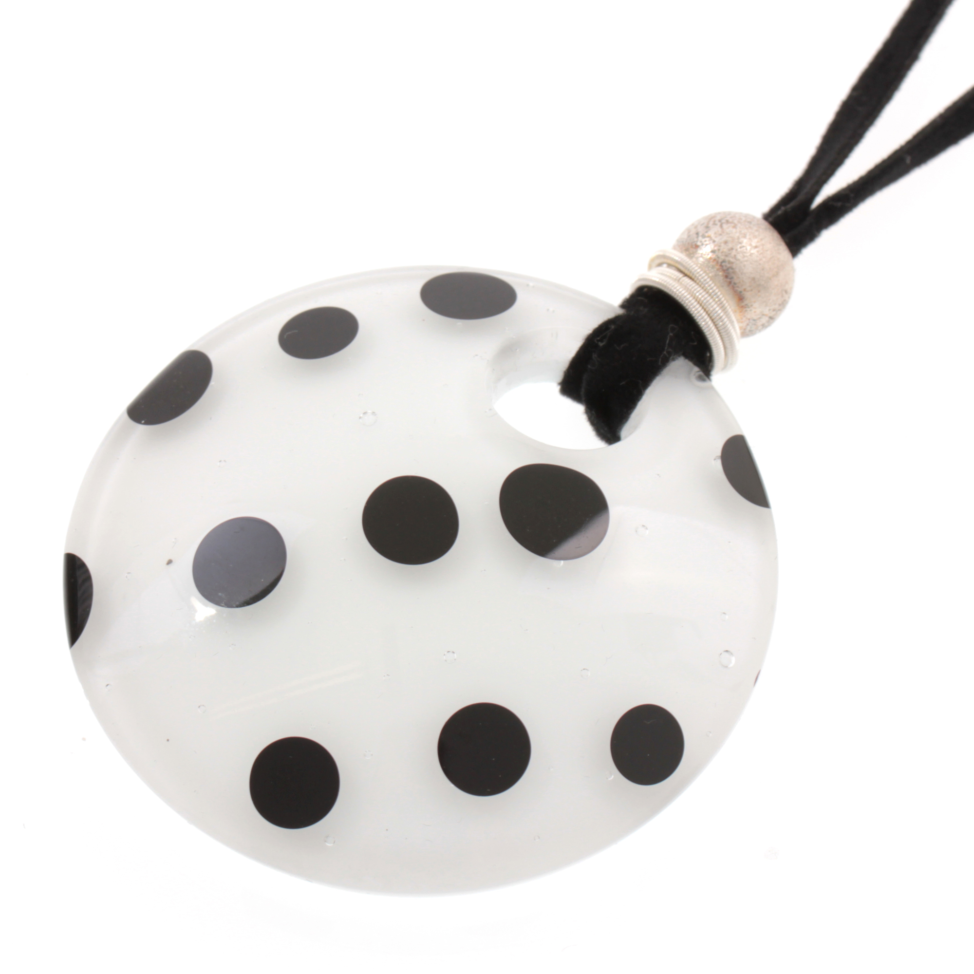 Murano Glas Kette "Black&White" Collier-dalmatiner