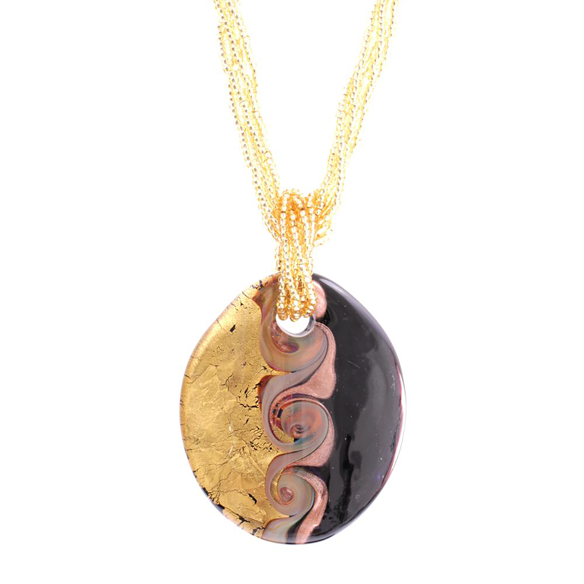 Murano Glas Collier "Ronja" Halskette-schwarz-gold