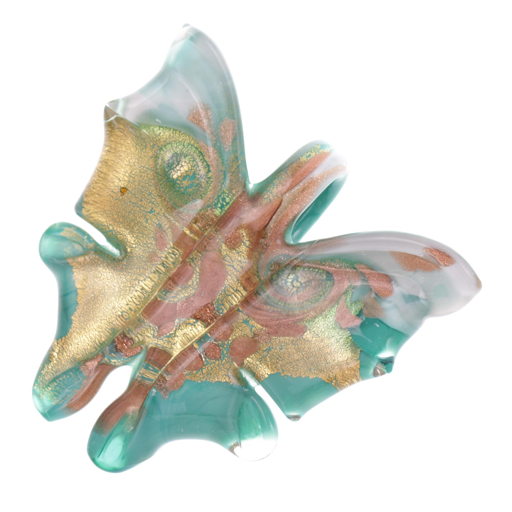 Ein Murano Glas Schmetterling "Farfalla" Anhänger-grün-gold