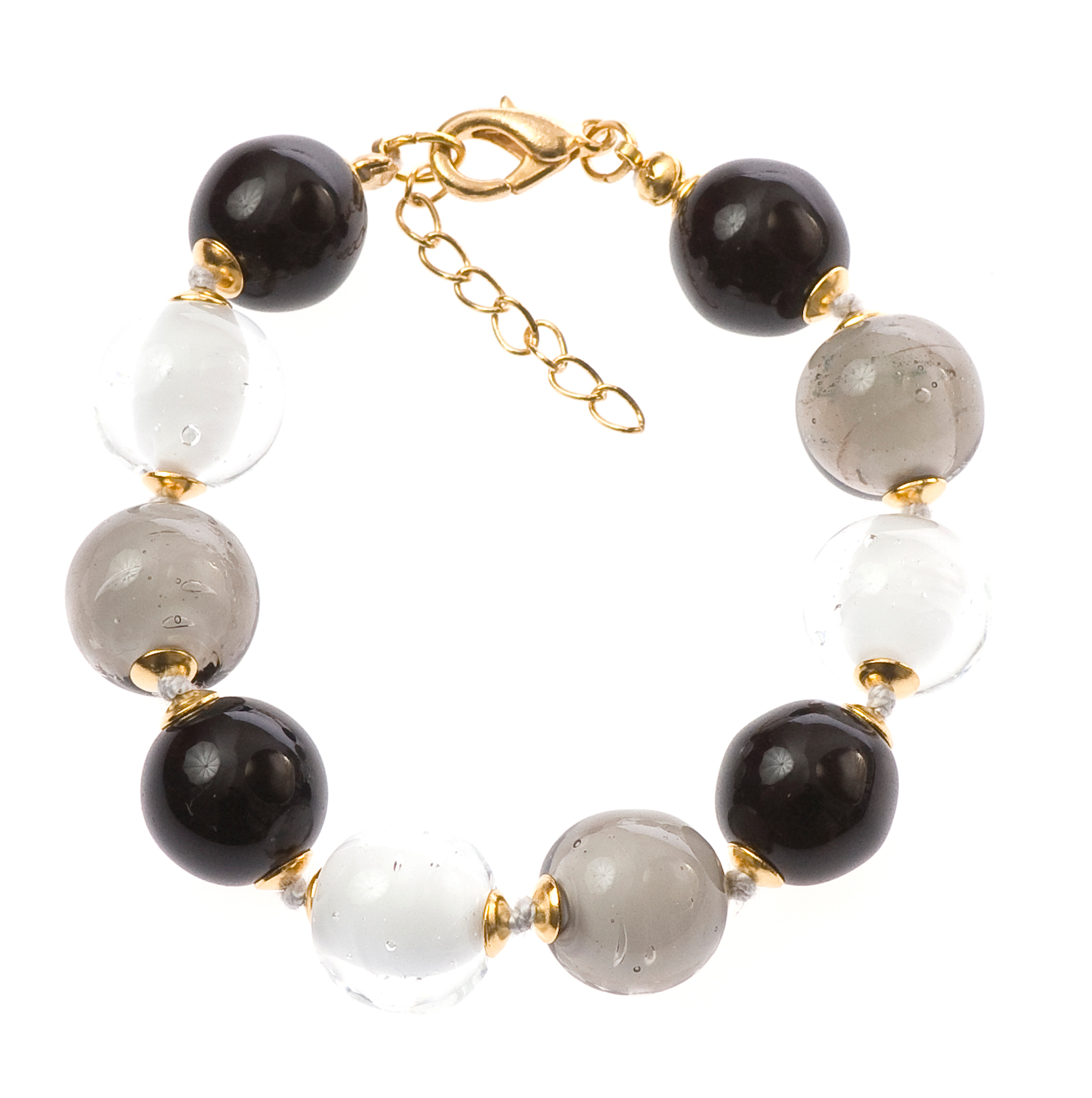 Murano Glas Armband "Verona" Armschmuck-schwarz-weiss Murano Glas Armband "Verona" Armschmuck-schwarz-weiss