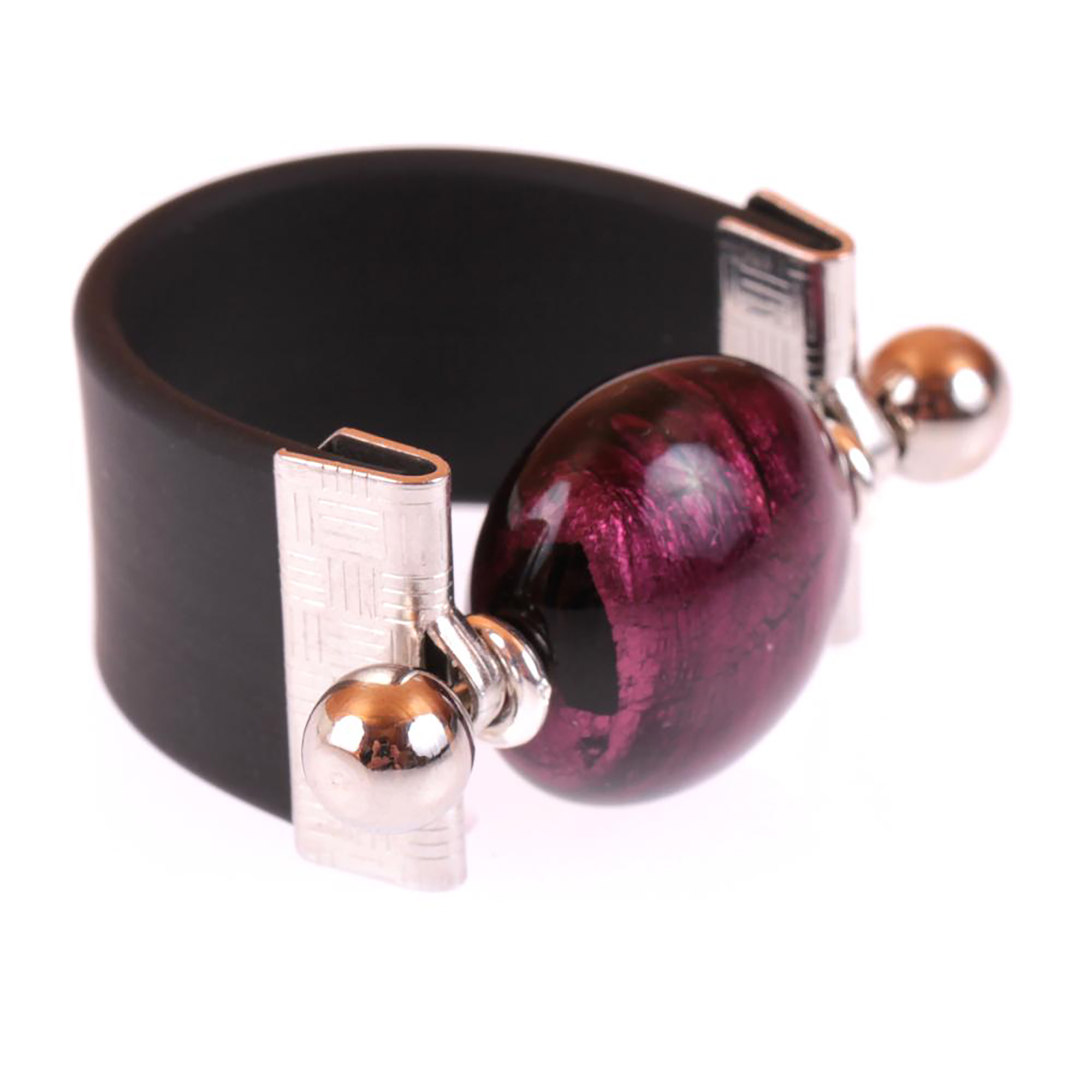 Muranoglas Ring "Ohio"  schwarz-amethist