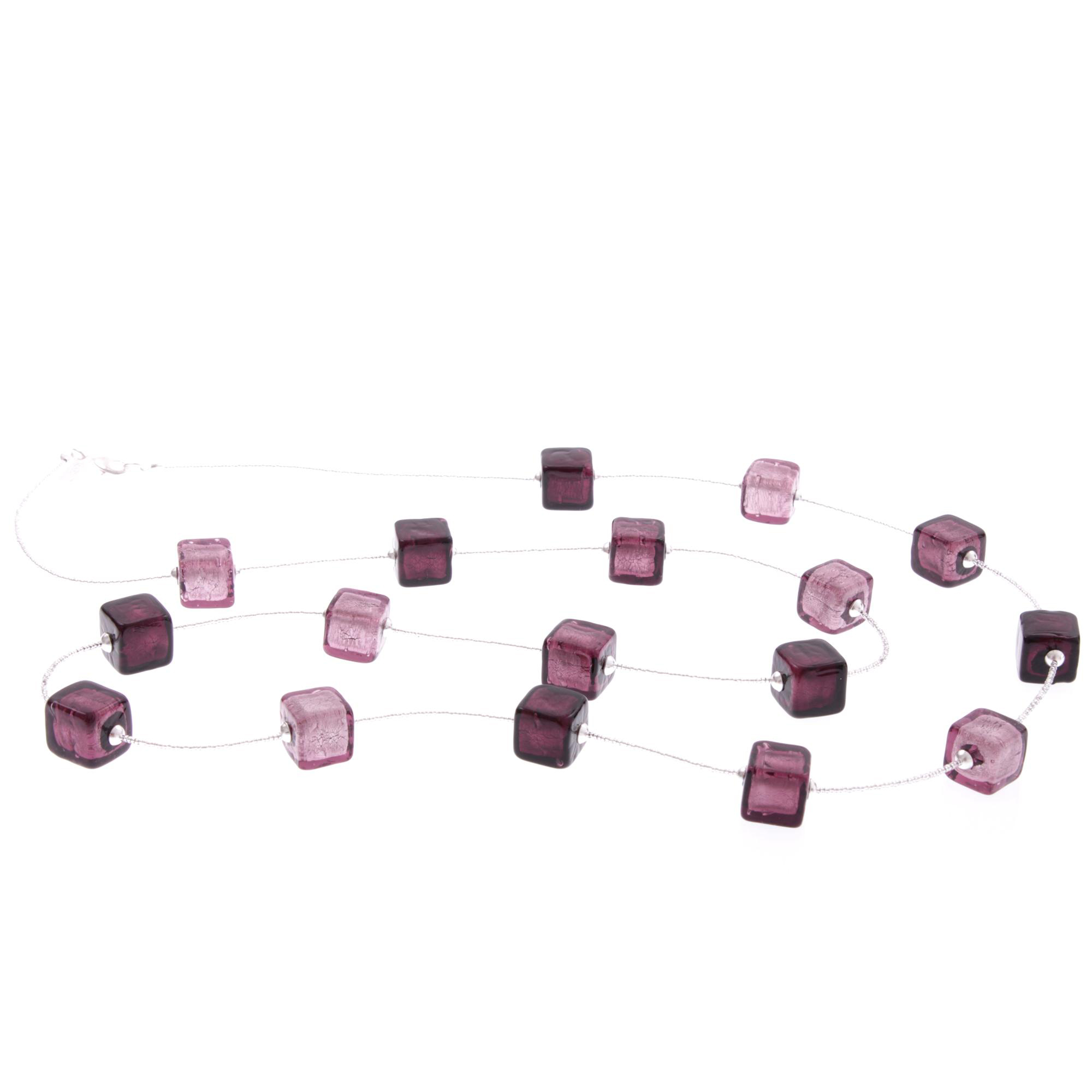 Traumhaftes Murano Glas Collier "Ancora" Halskette-amethist-silber