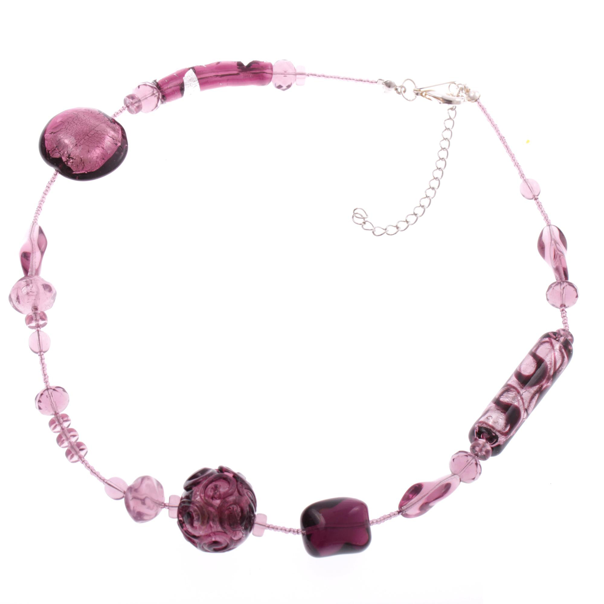Edles Murano Glas Collier "Tracina" Halskette-amethist-silber
