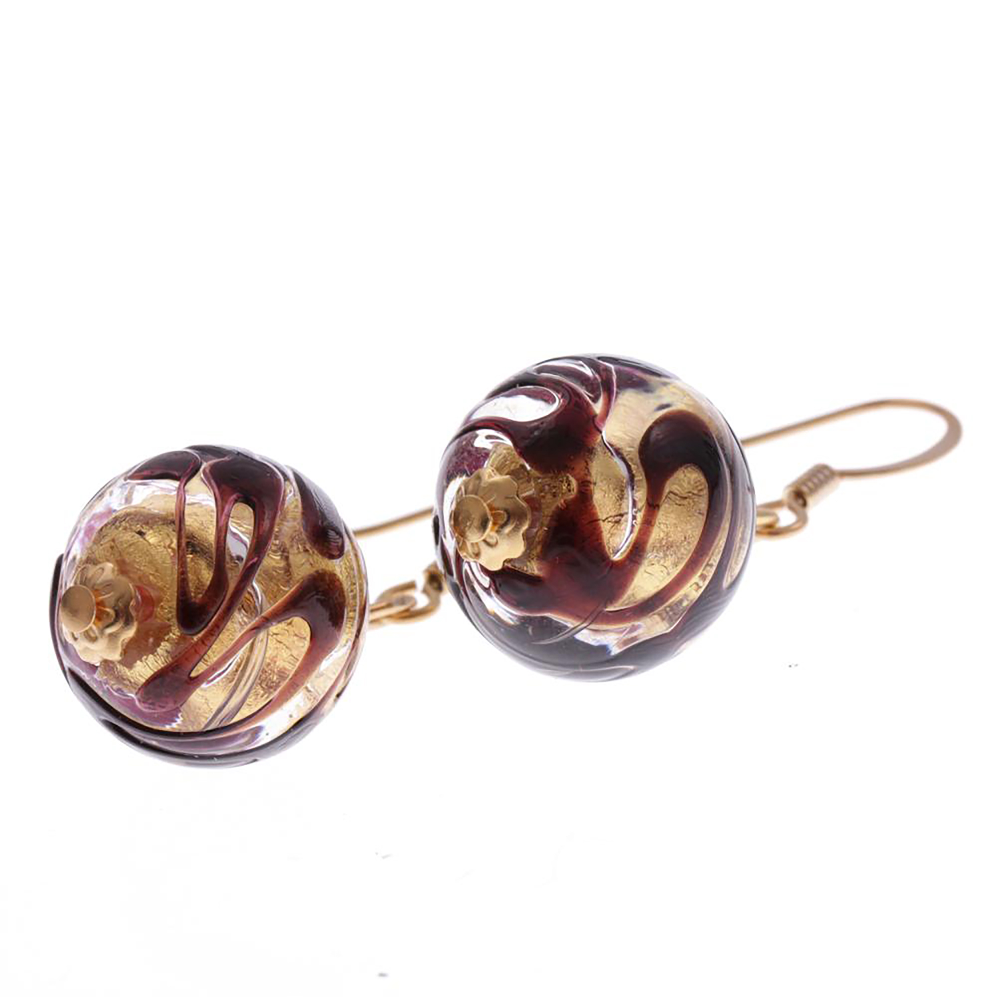 Ohrhaken aus Murano Glas "Virginia" Ohrschmuck-schwarz-gold