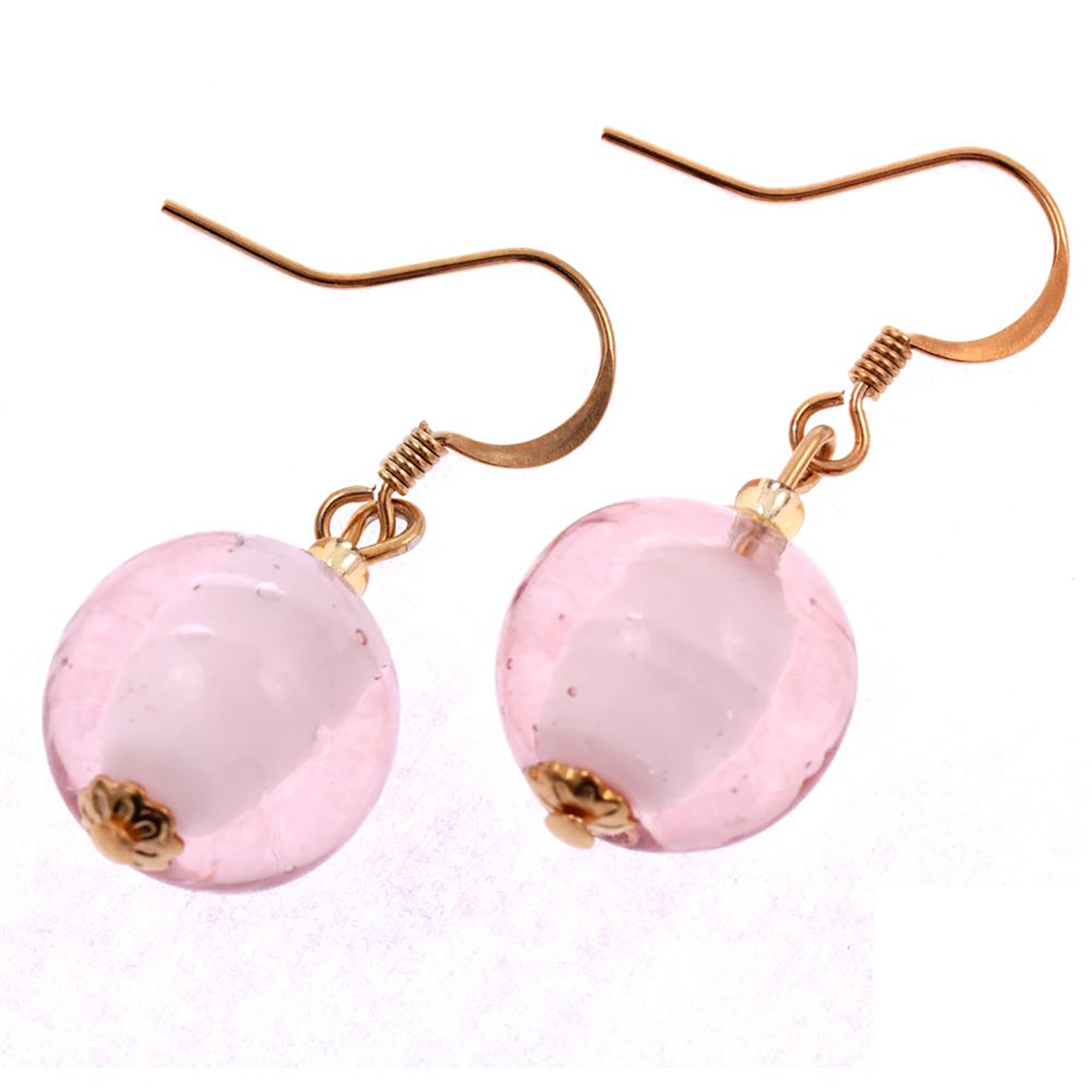 Murano Glas Ohrhänger "Verona" Ohrschmuck-rosa-gold