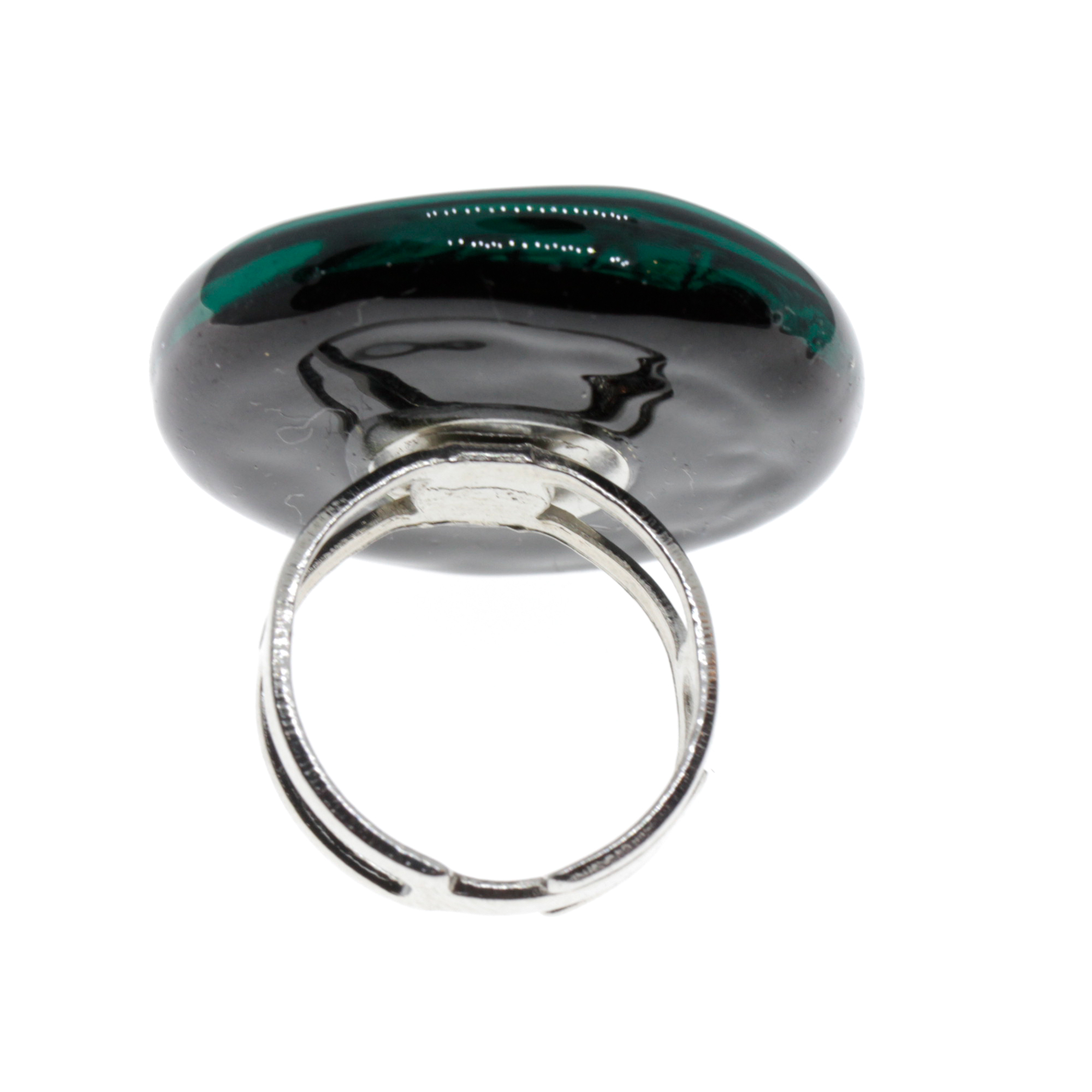 Murano Glas Ring "Vistosa" mit offener Schiene-smaragd