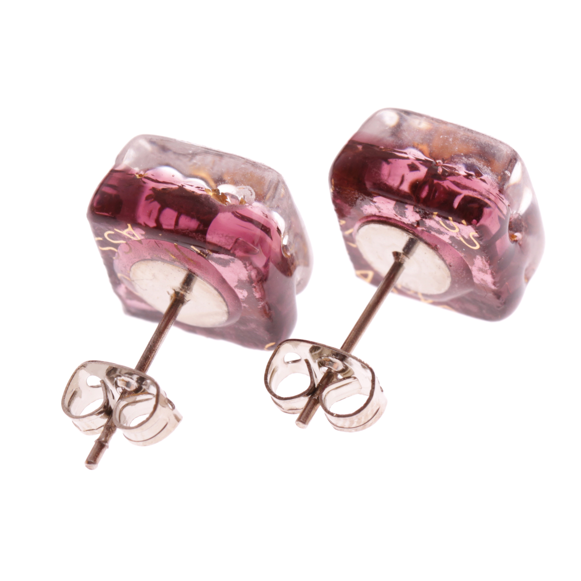 Jolanda Muranoglas Ohrstecker Altrosa/Gold; Muranoglas mit echtem Blattgold; hypoallergene, hochwertig versilberte äußere Metallteile