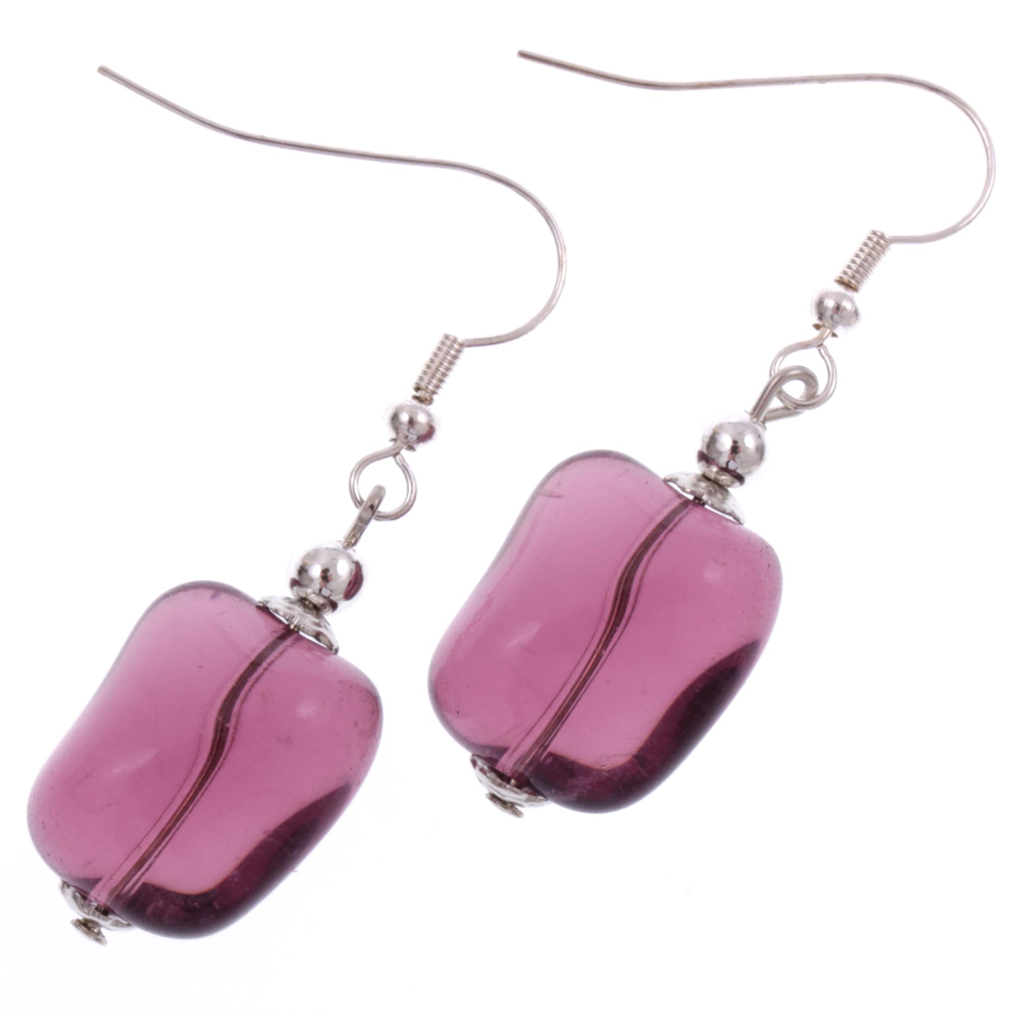Murano Glas Ohrhaken "Amabile" Ohrschmuck-amethist-silber