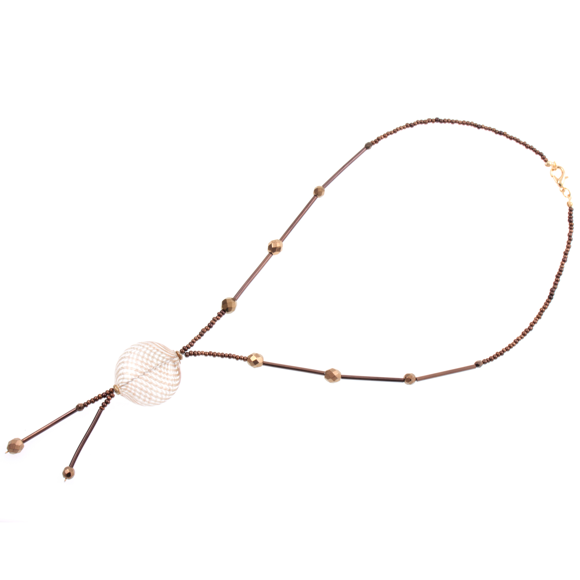 Exklusives Murano Glas Collier "Asticella" Halskette-braun