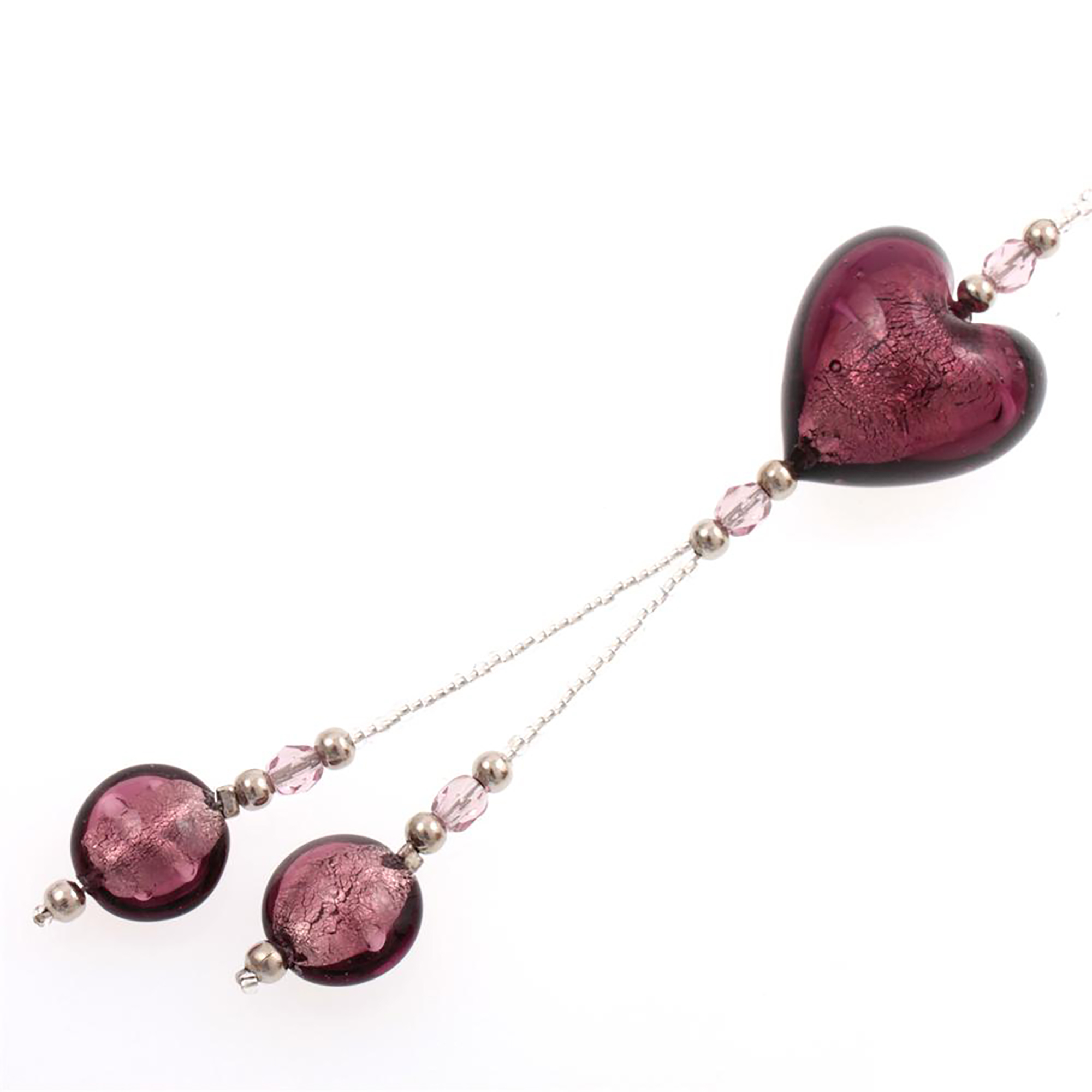 Murano Glas Collier "Stella" Halskette-amethist-silber