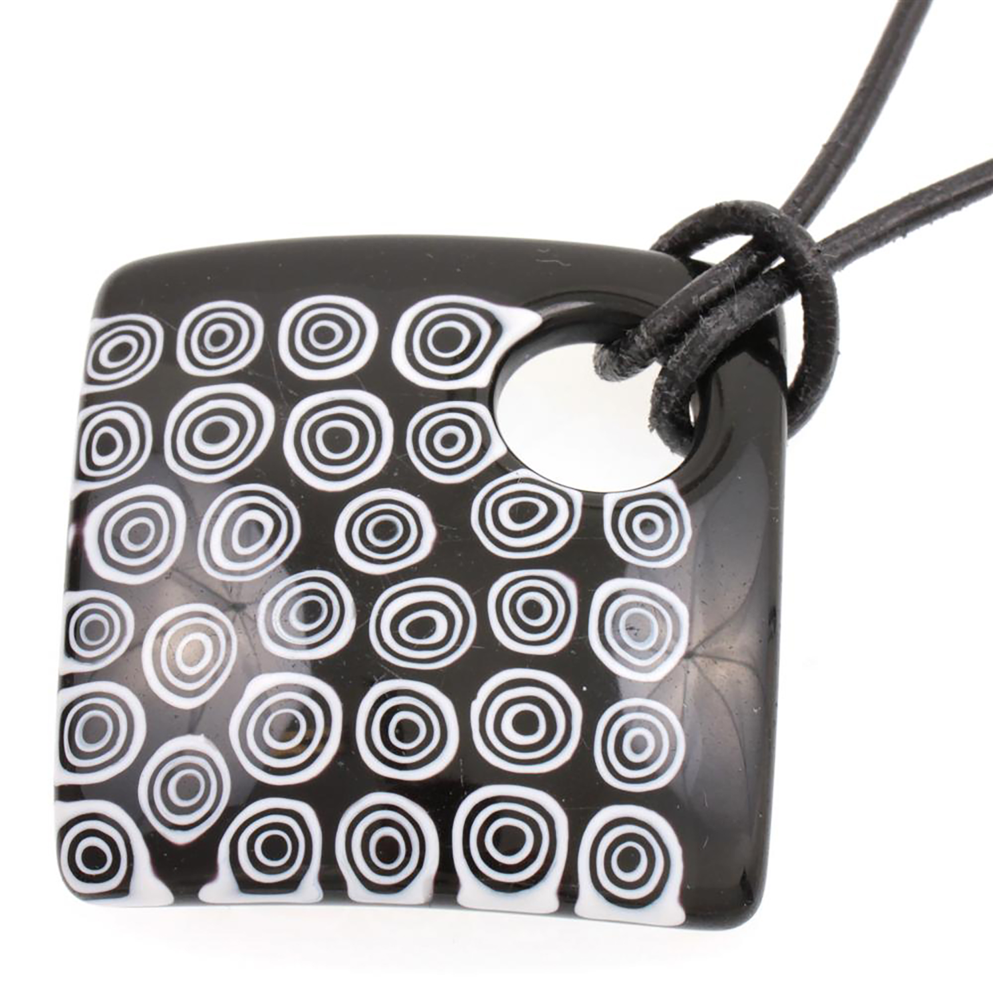 Modell "Lola" Murano Glas Anhänger mit echter Mille Fiori-schwarz-weiss