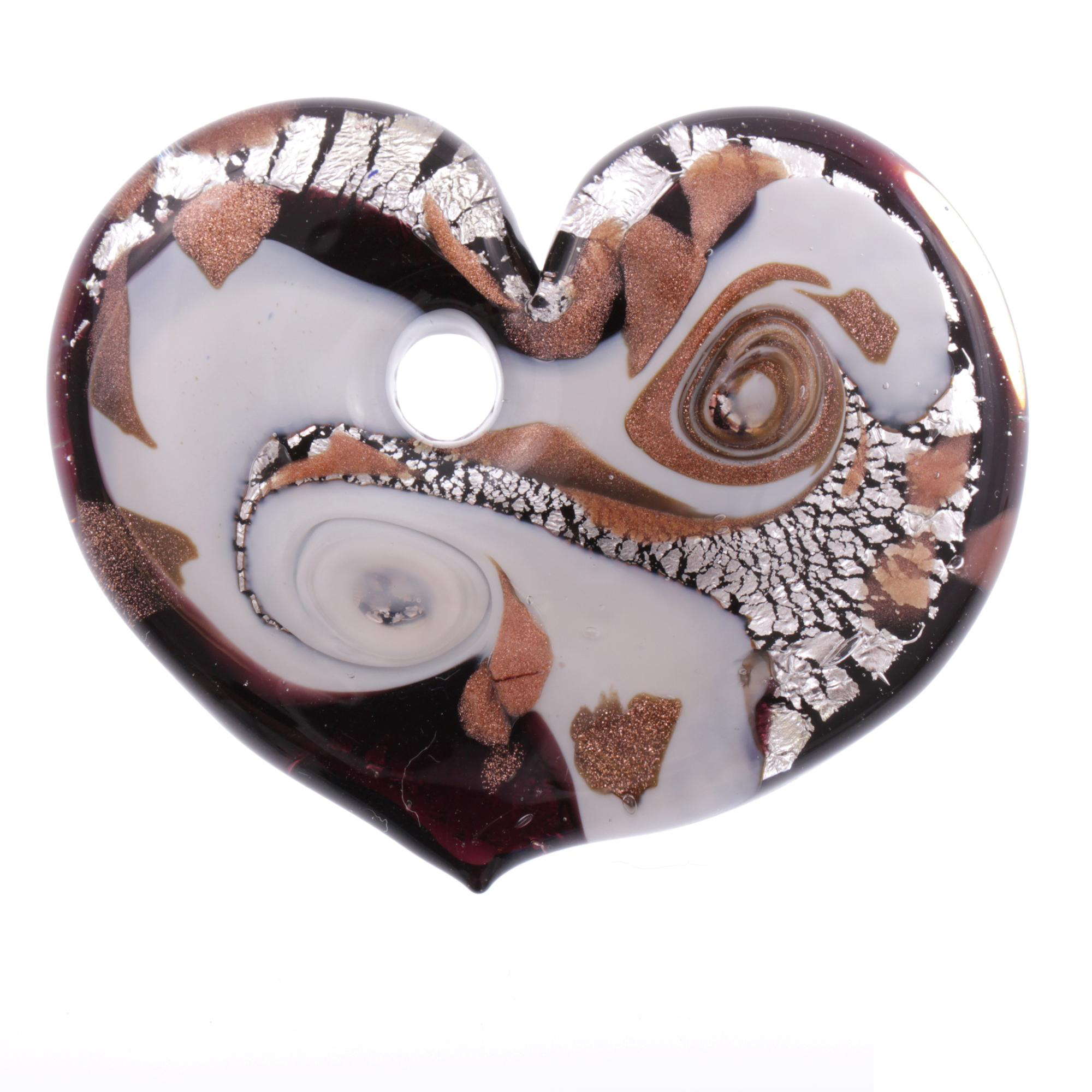Wundervoll großer Herz Anhänger "Animo" Murano Glas-lila silber