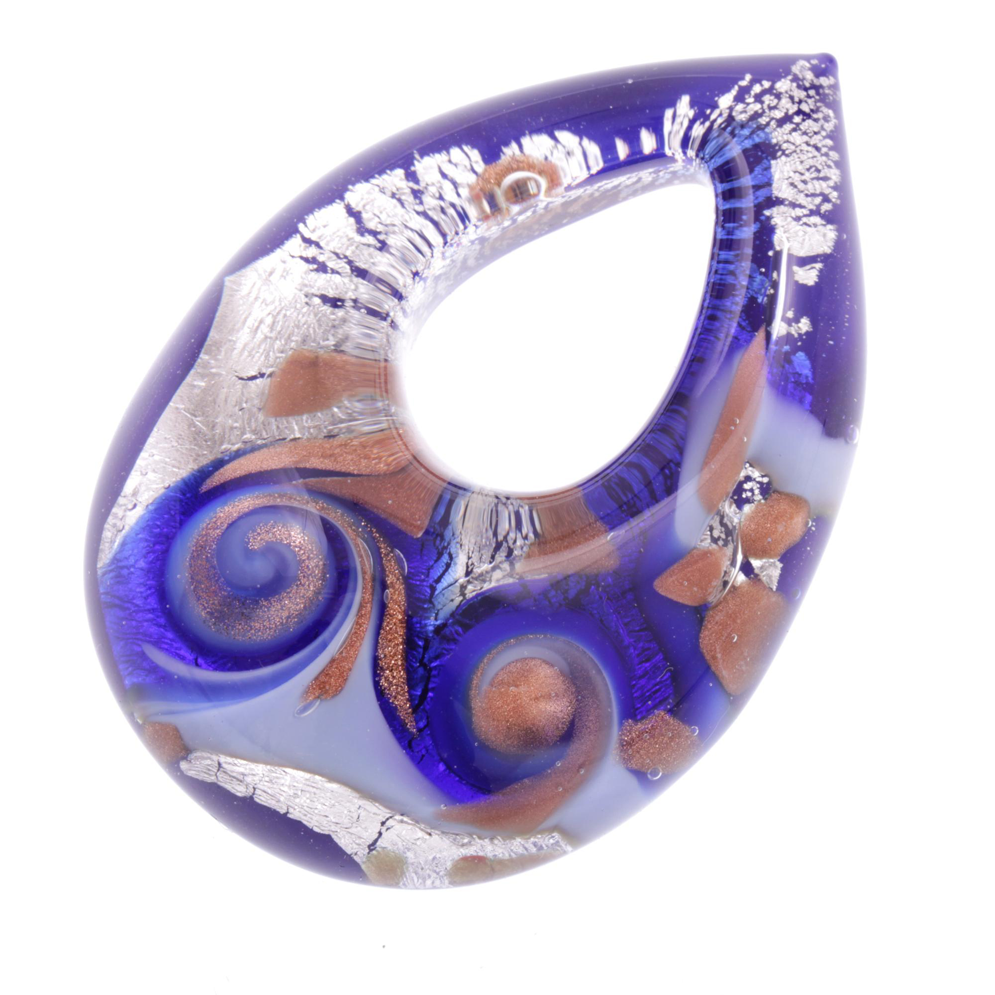 Erlesener Murano Glas Anhänger Model "Drop"-blau-silber