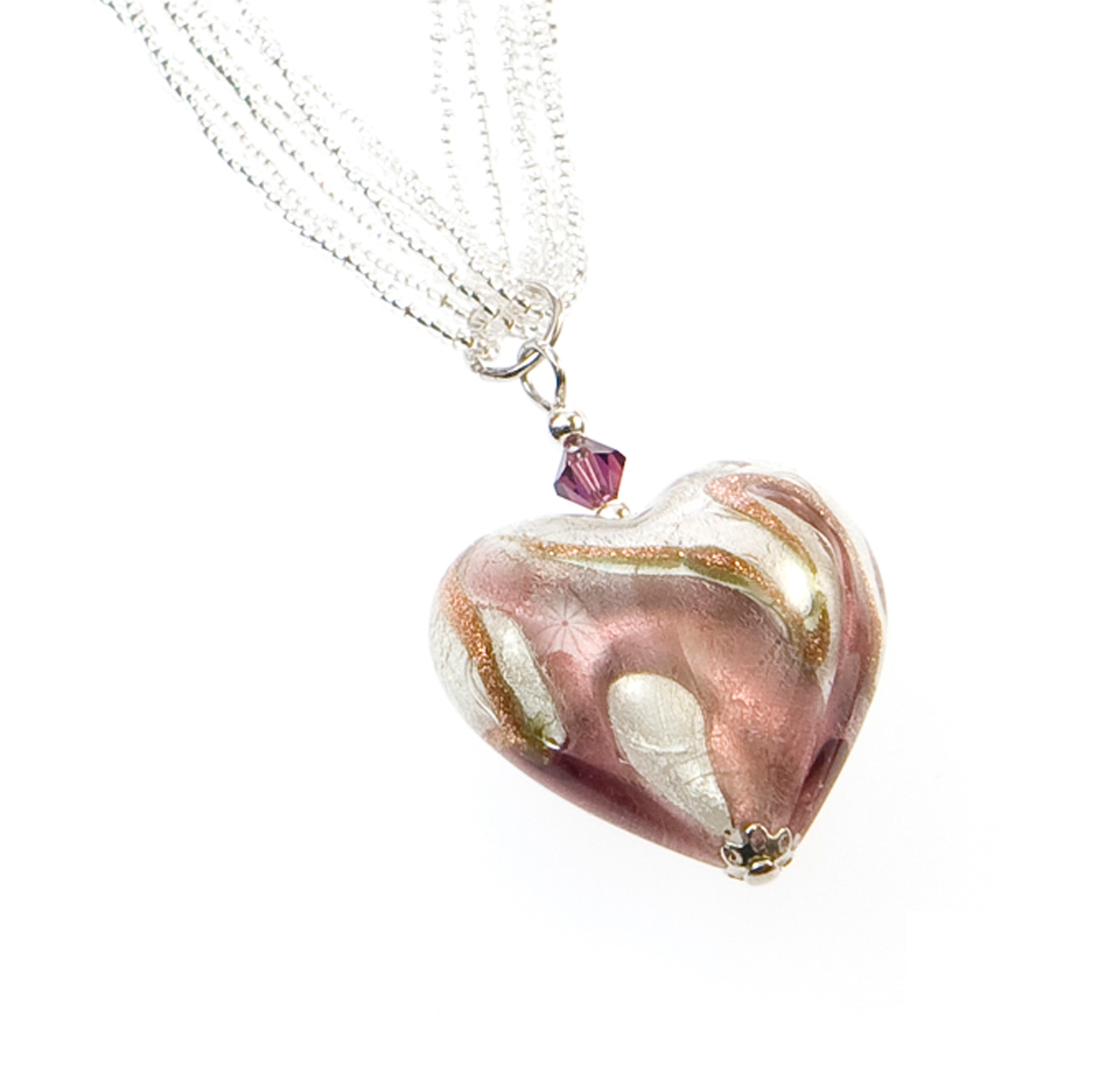 Murano Glas Collier "Burano" amethist-silber
